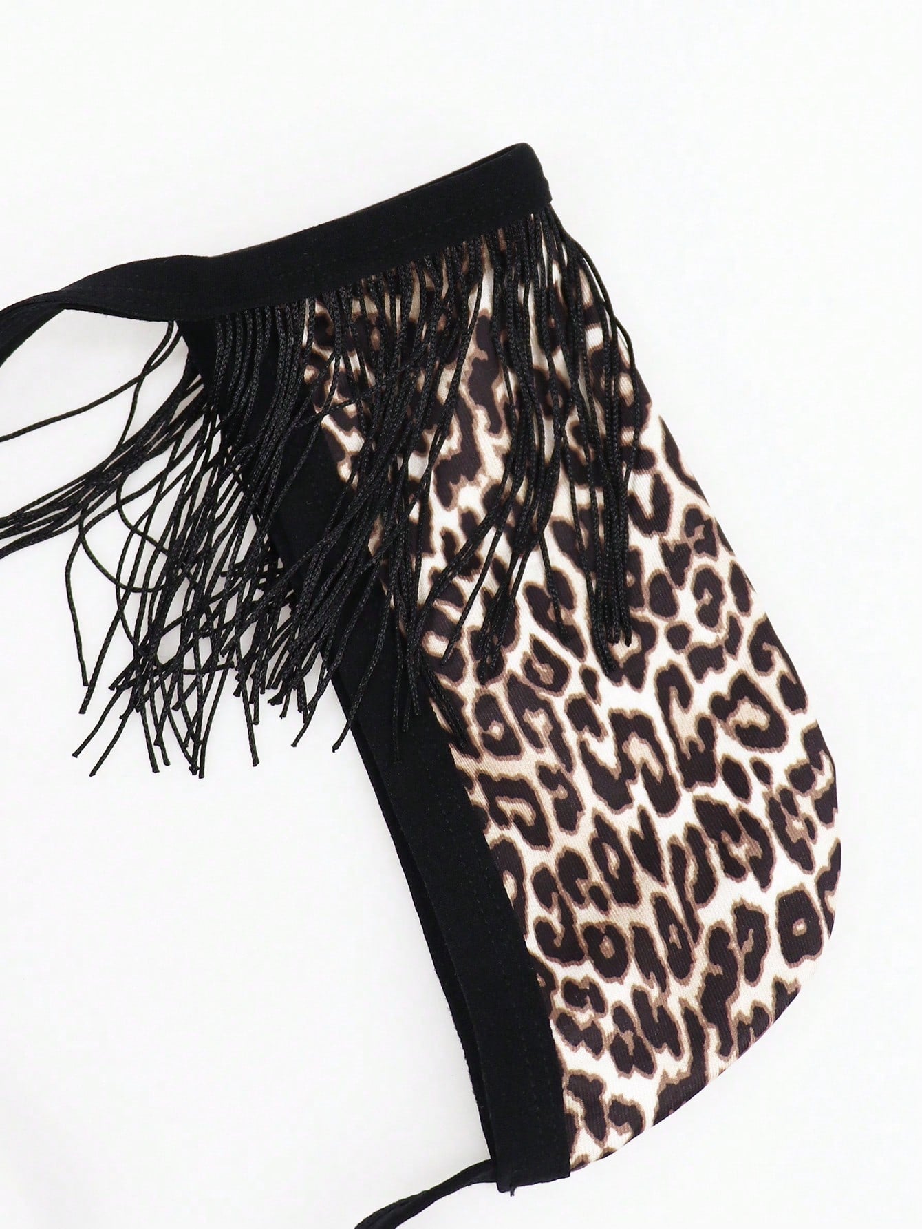 Men's Leopard Print Shadow Pattern Briefs With Tassel Detail