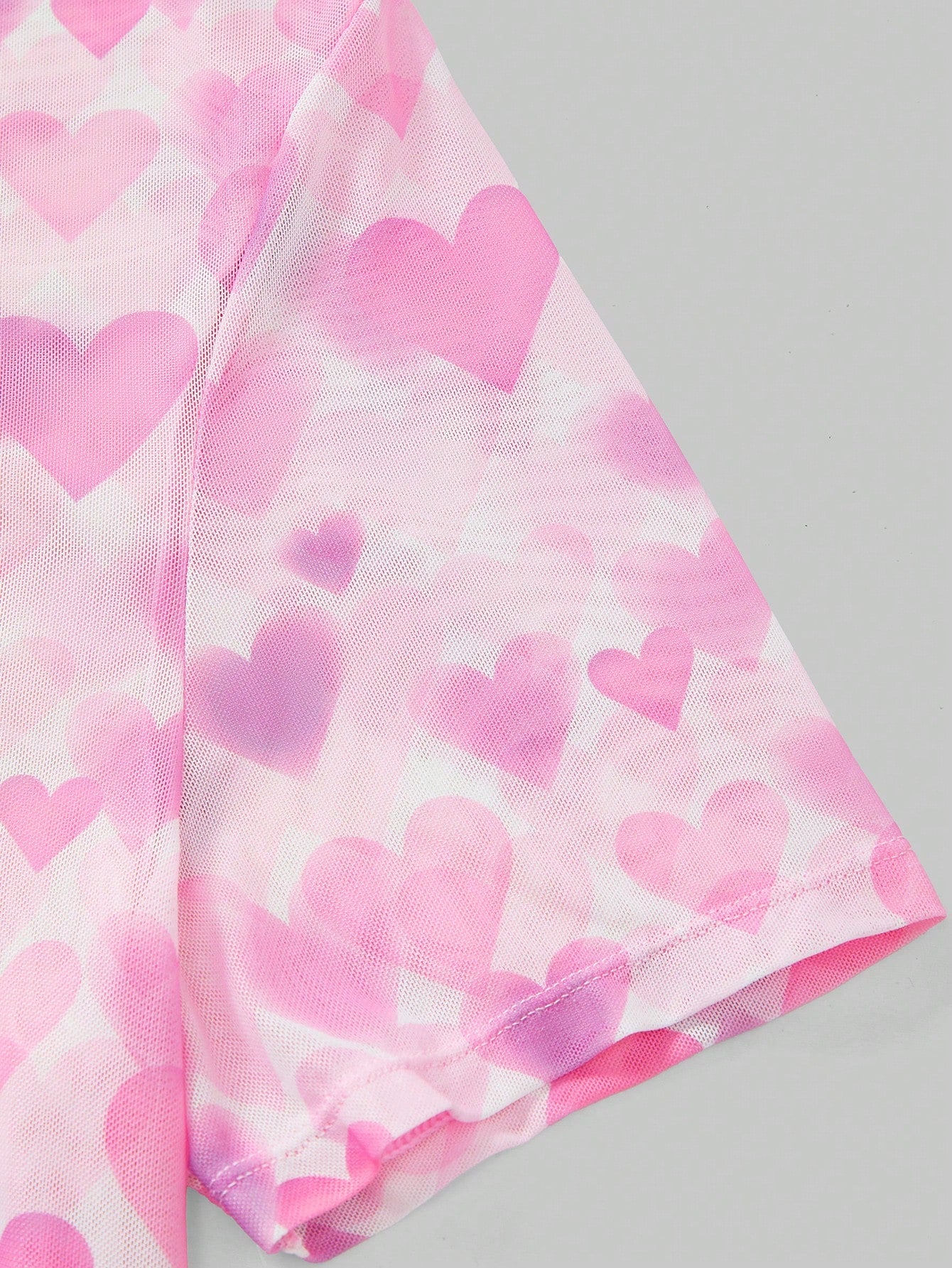 Men’s Short Sleeve Mesh Fabric Top With Allover Heart Print, Lightweight Design, For Casual Wear