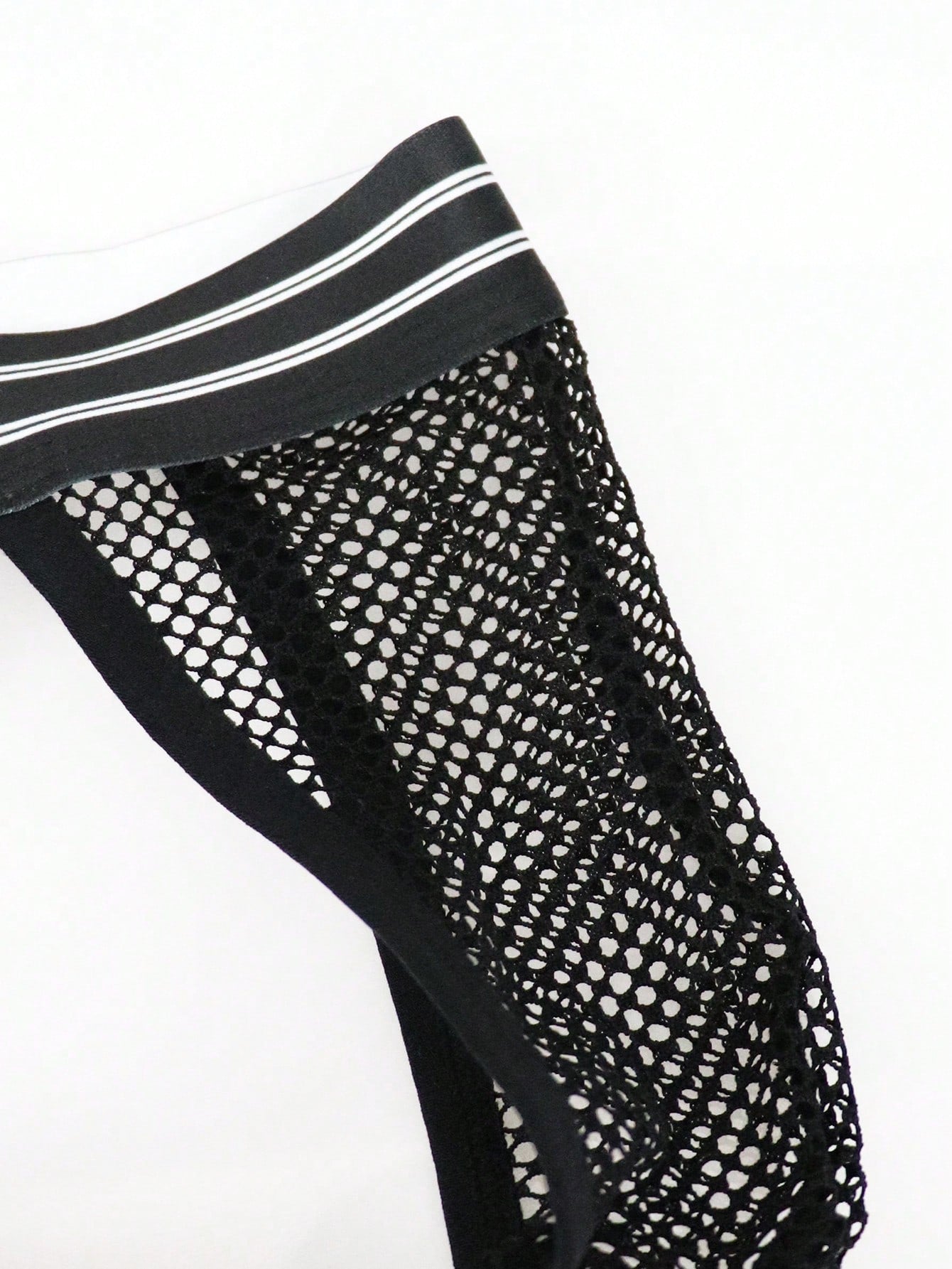 Men's Hollow Design Contrast Stripe Briefs Thong Jockstrap