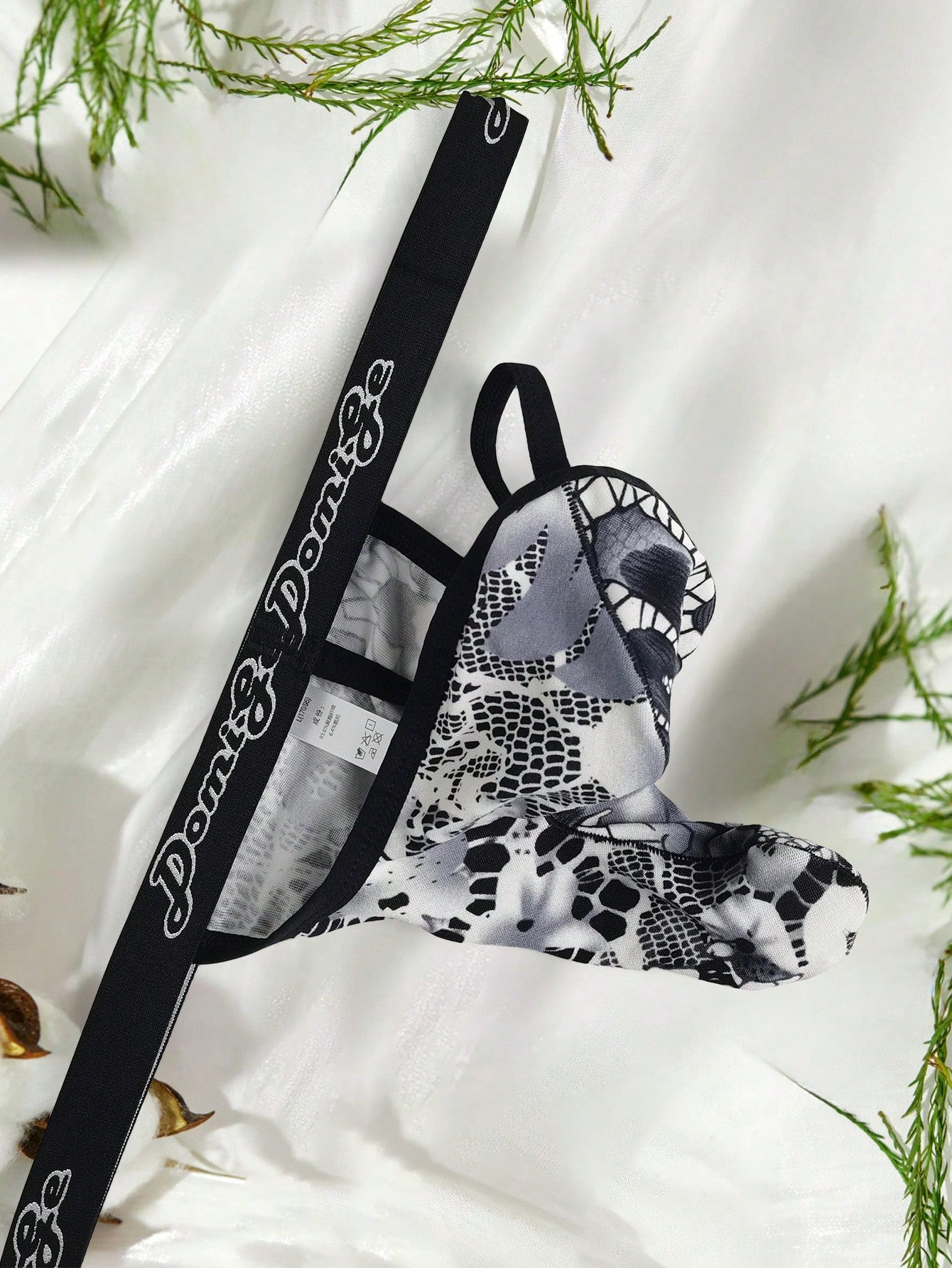 Men's Elephant Print Dual Pouch Thong Underwear