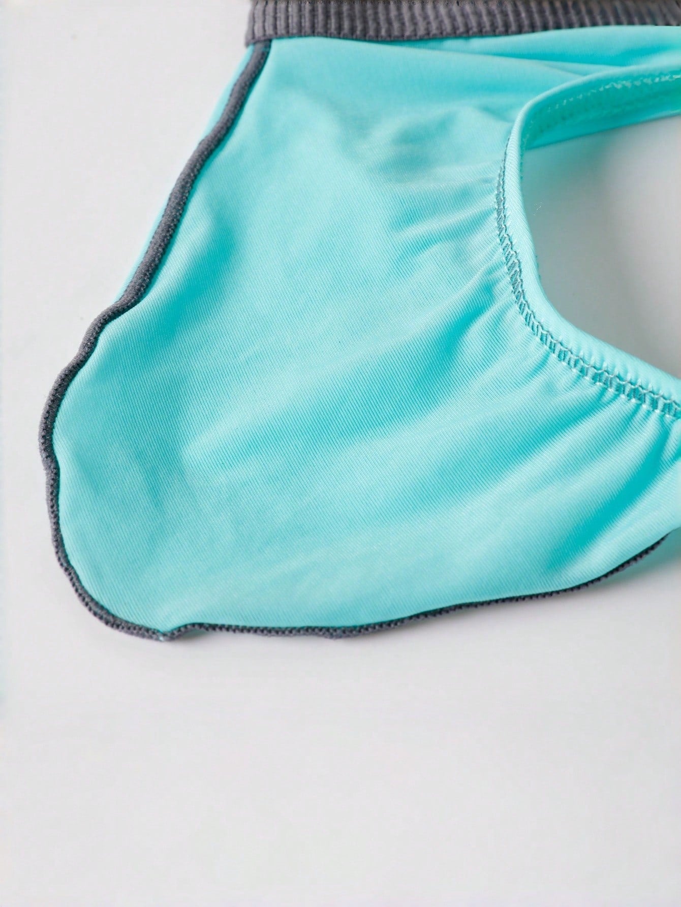 Men's Blue Fabric Thong With Contrast Binding