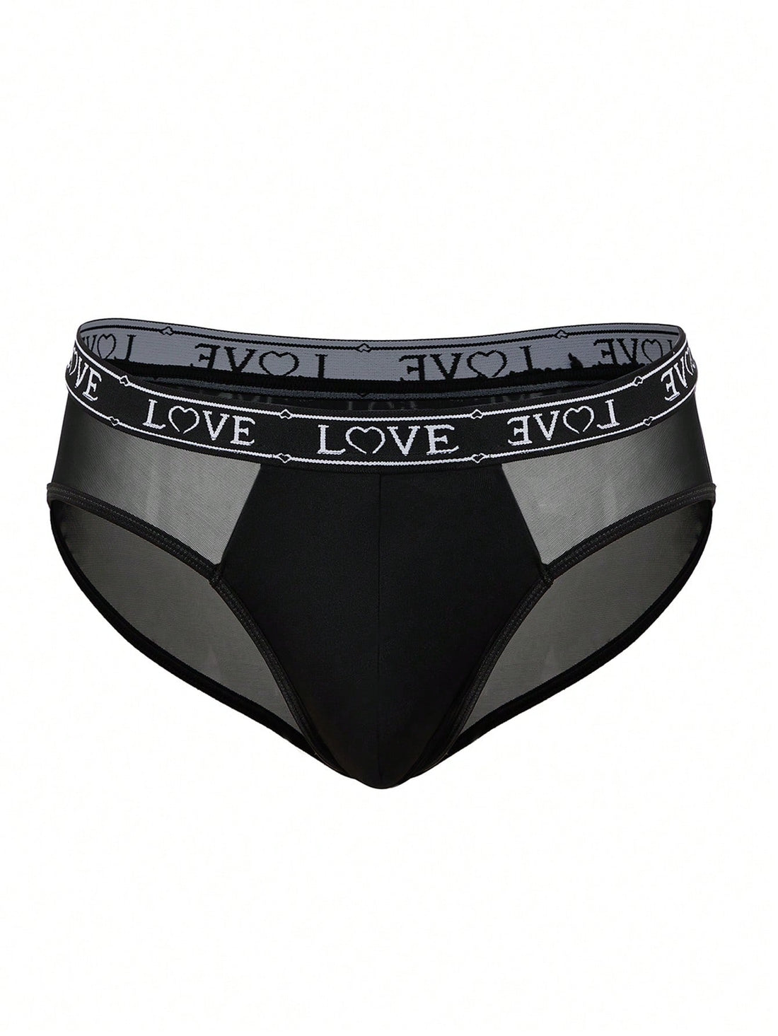 Men’s Black Mesh Patchwork Short With Letter Graphic Tape Detail, Minimal Design, For Everyday Use