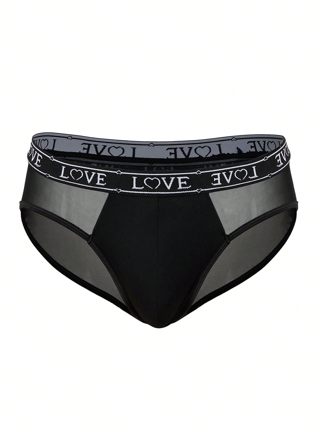 Men’s Black Mesh Patchwork Short With Letter Graphic Tape Detail, Minimal Design, For Everyday Use