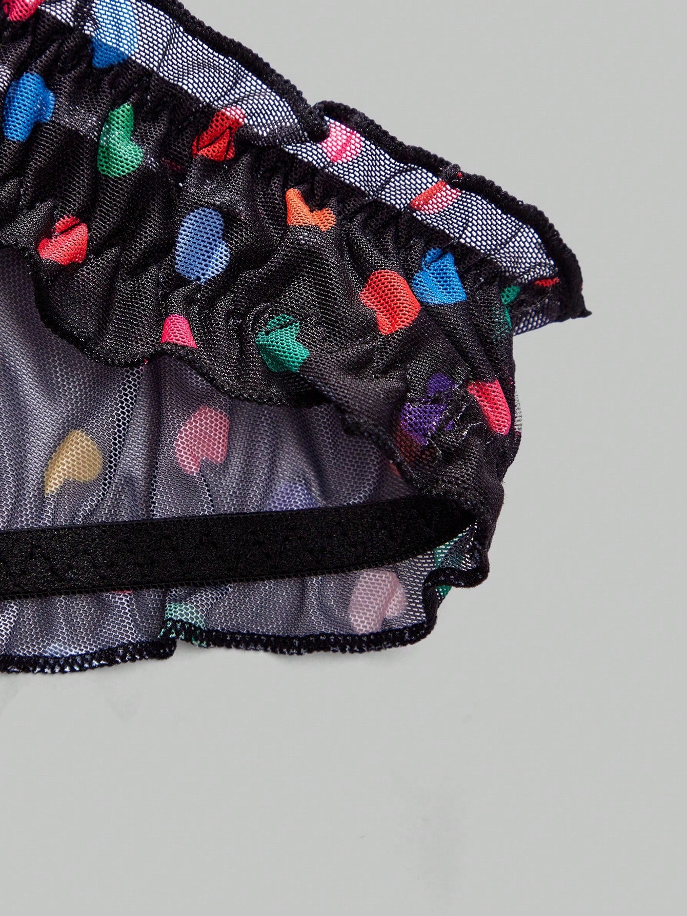 Men’s Ruffled Heart Mesh Short, Lightweight Fabric, Decorative Pattern Design