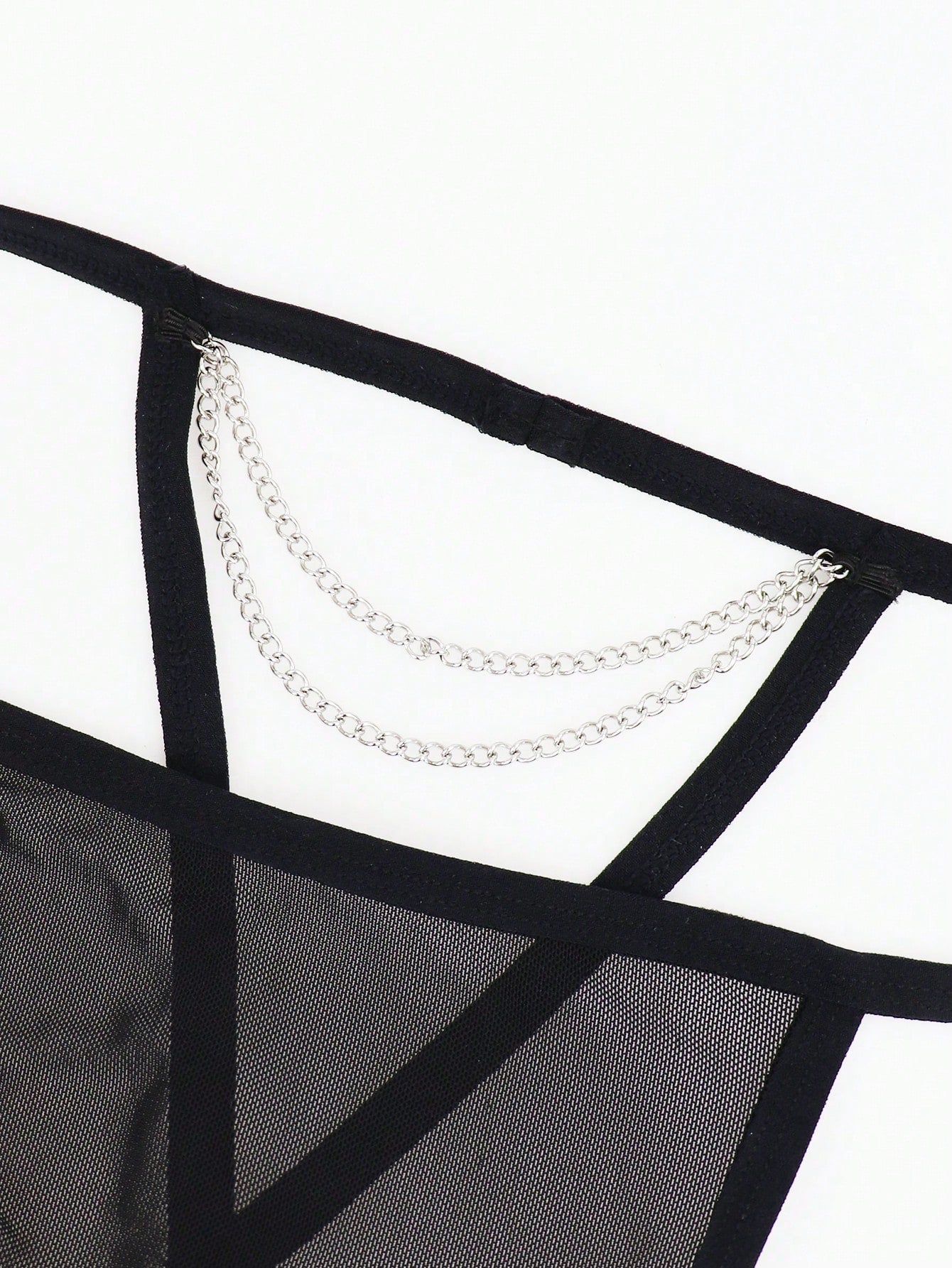 Men's Black Hollow Mesh Waist Underwear With Chain Detail