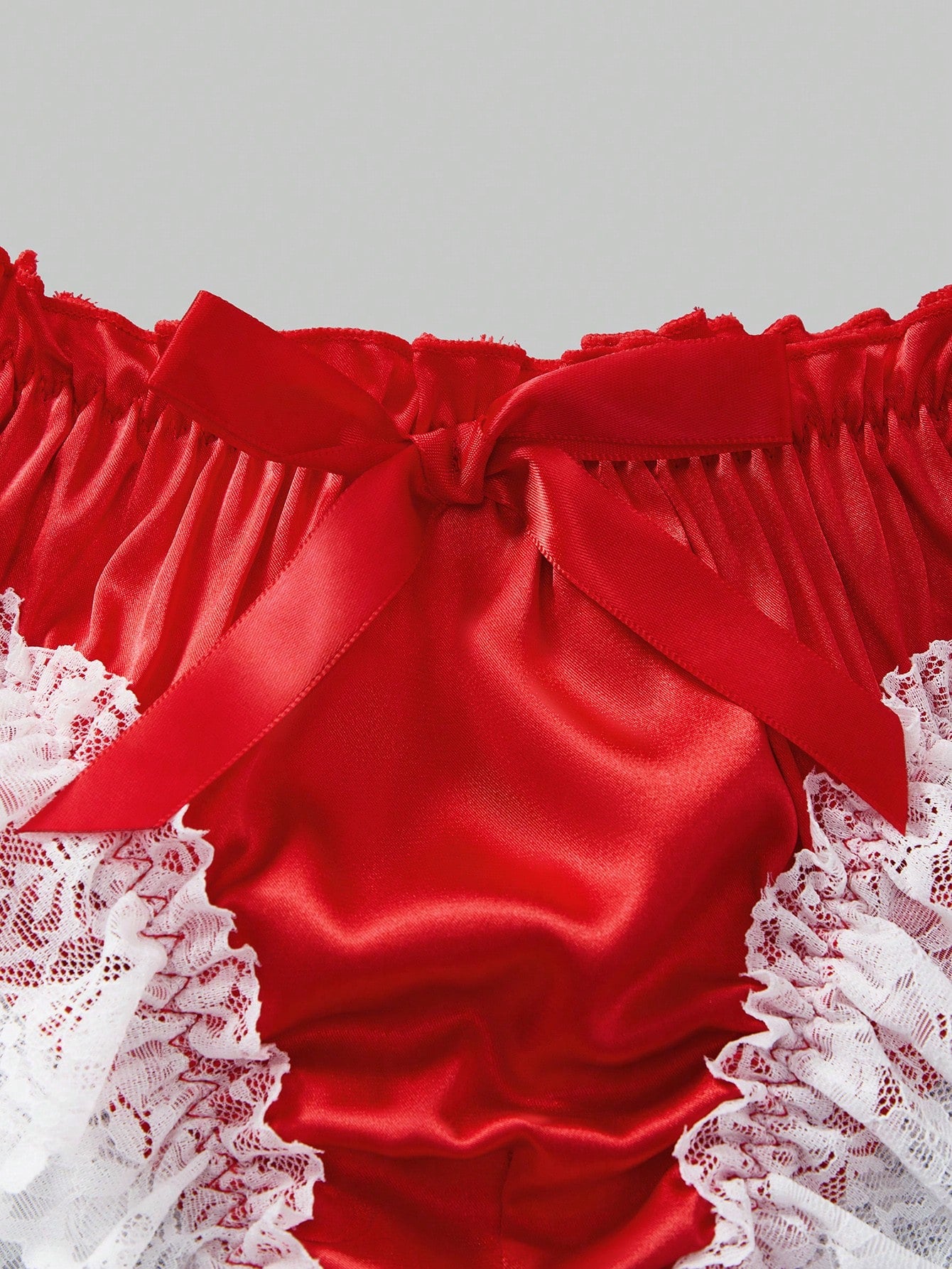 Men’s Satin-Style Short With Bow Accent, Smooth Texture, Solid Color, For Daily Styling