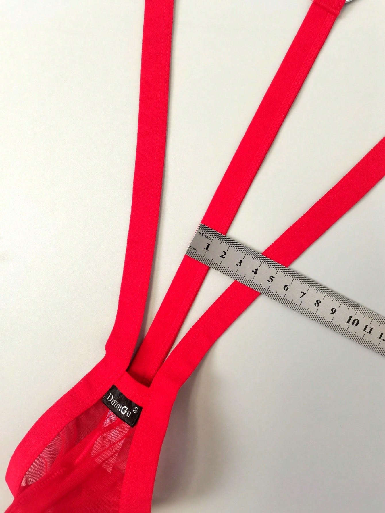1pc Men's Red Mesh Spaghetti Strap G-String Underwear