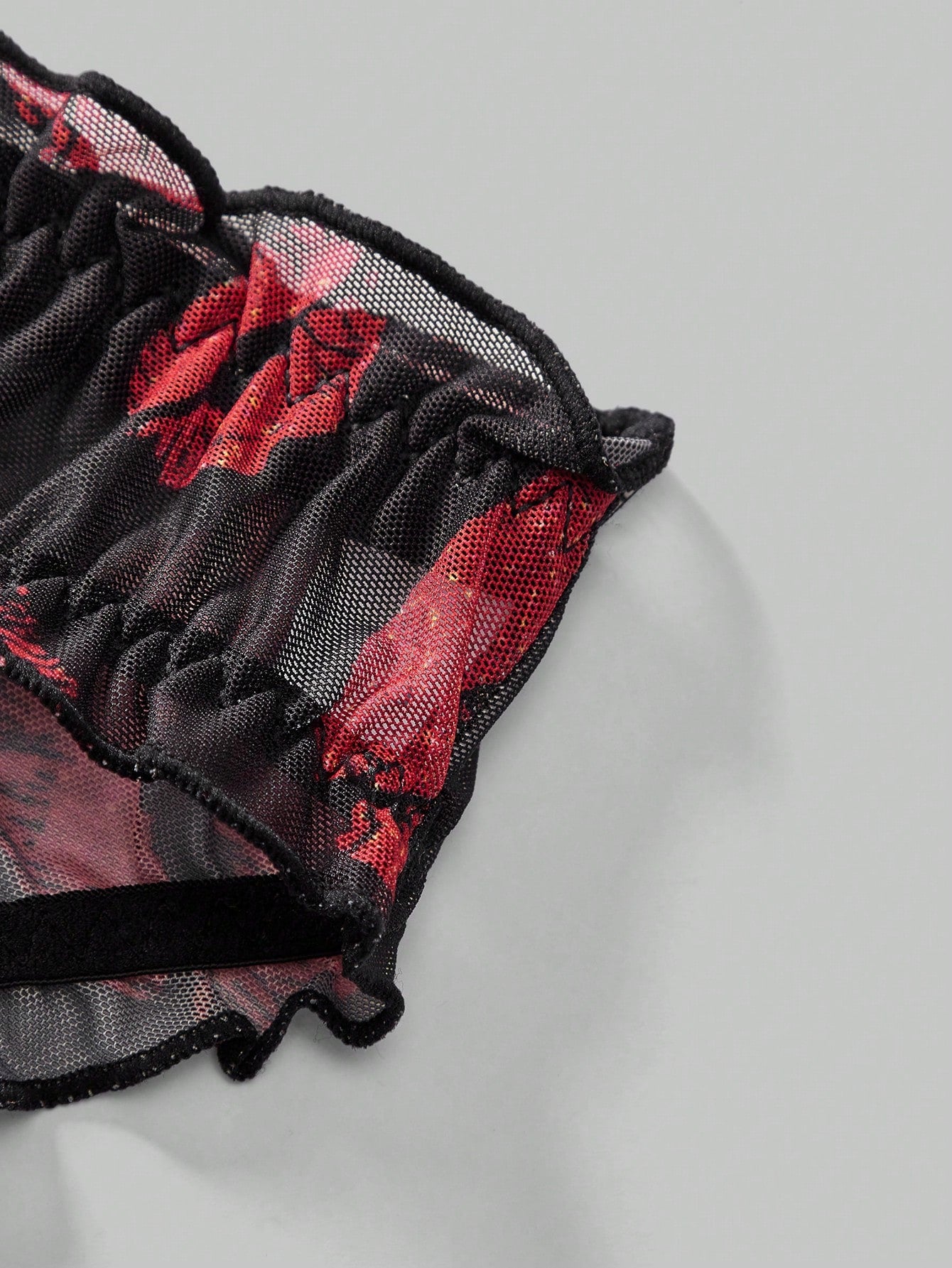 Lip Print Sheer Mesh Lingerie For Men