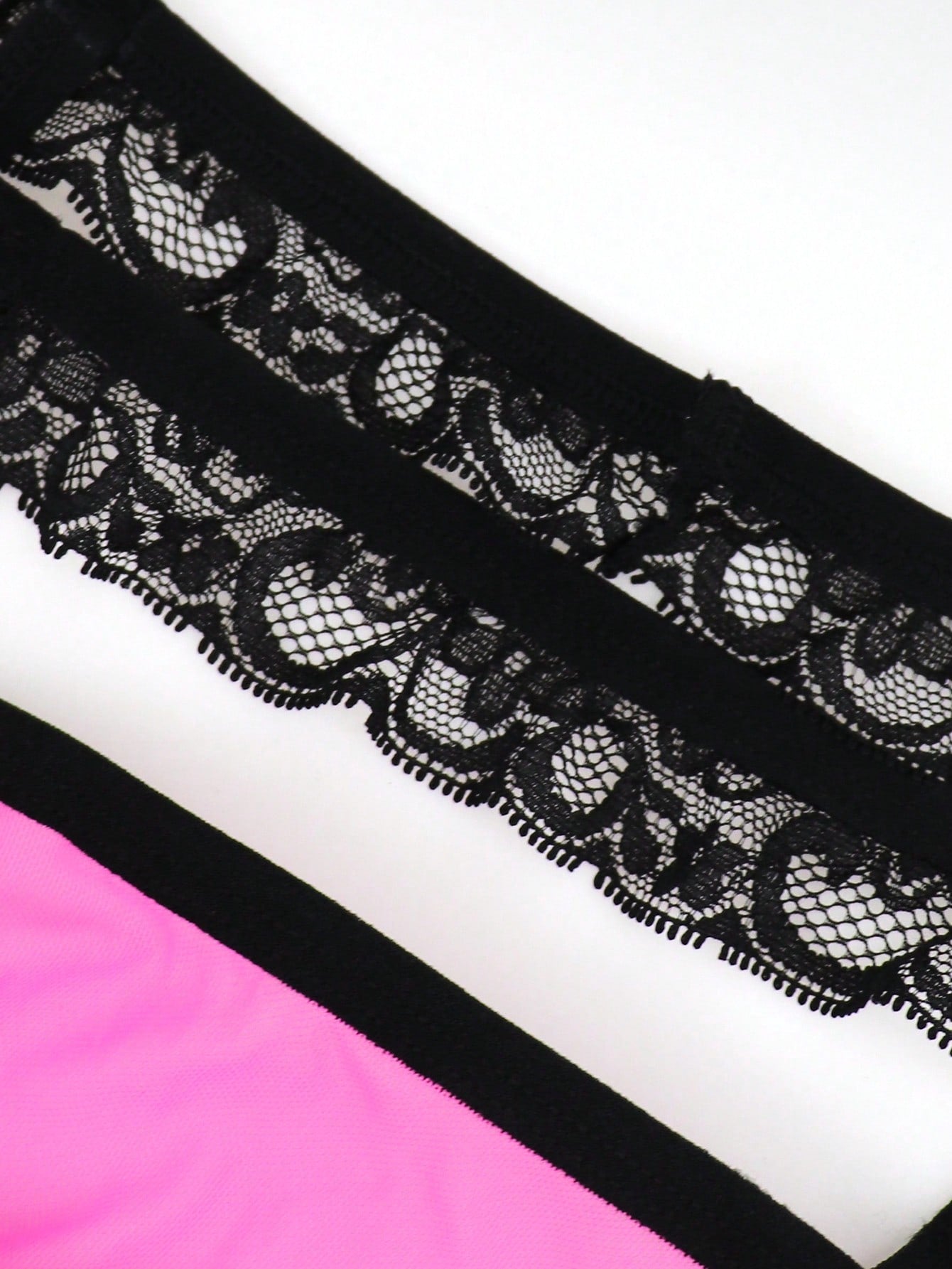 1pc Men’s Fuchsia Mesh Short with Lace Trim, Lightweight and Breathable Fabric