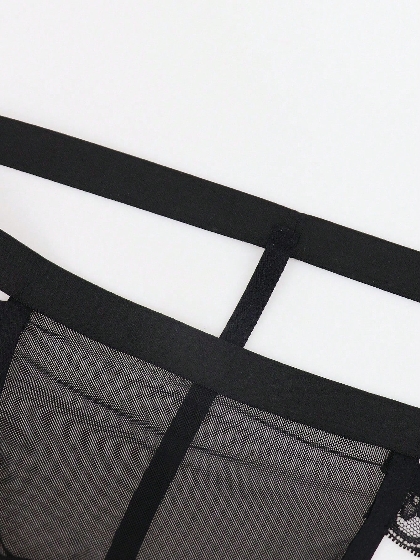 1pc Men's Black Lace Trim Mesh Mid Waist Thong Briefs