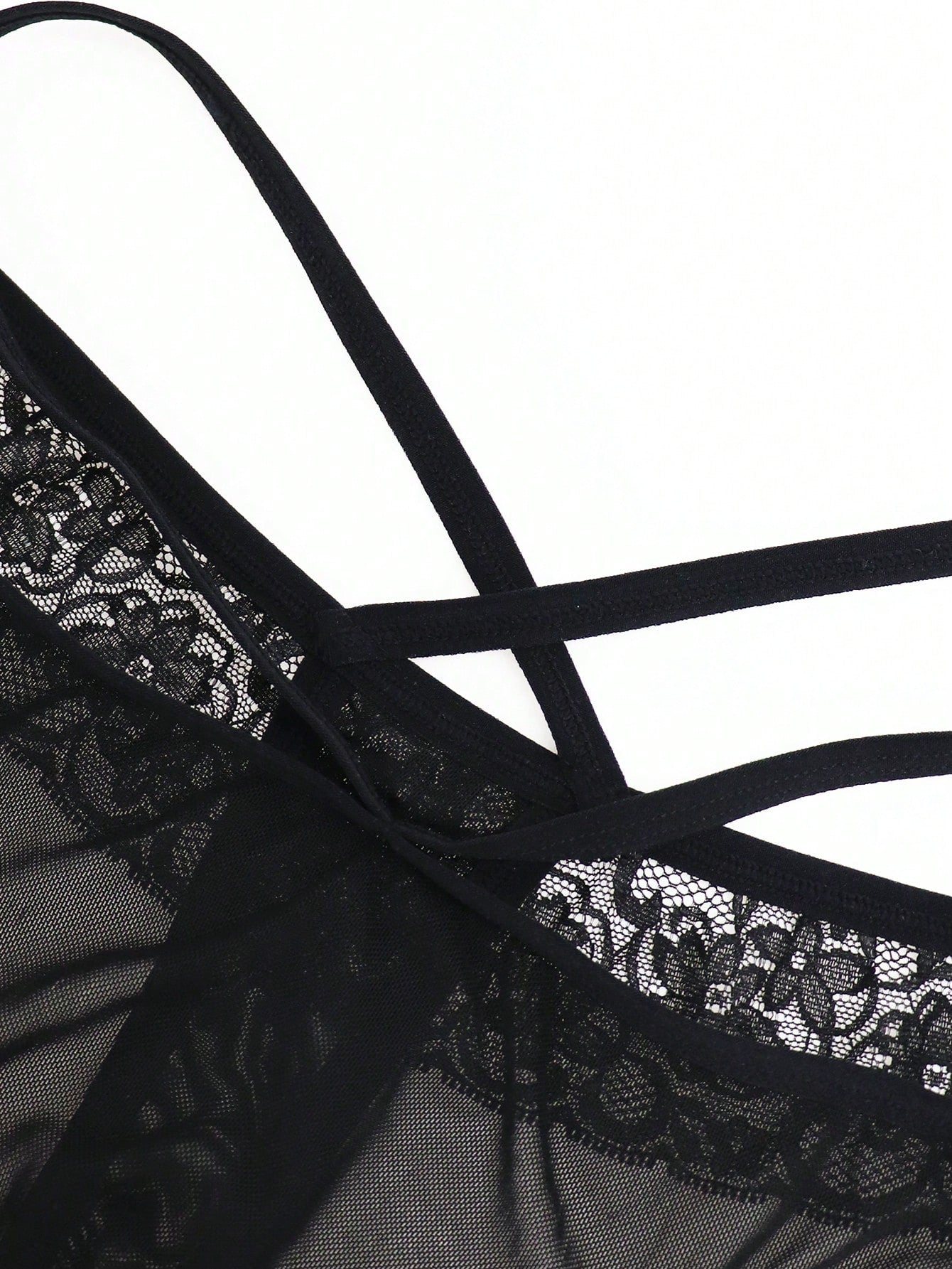 Men’s Black Mesh Short with Lace Waist Trim, Lightweight Fabric, Simple Design