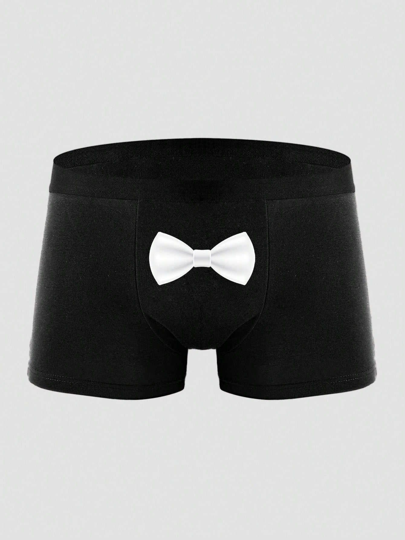 2pcs Men's Black Graphic Print Briefs
