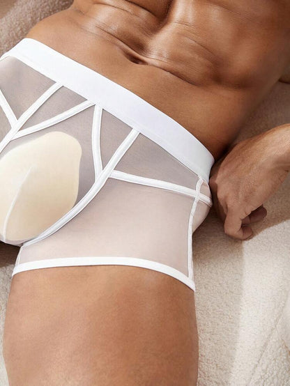 DrisQ Men’s Mesh Boxer Briefs with Rolled-Edge Design – White Edition