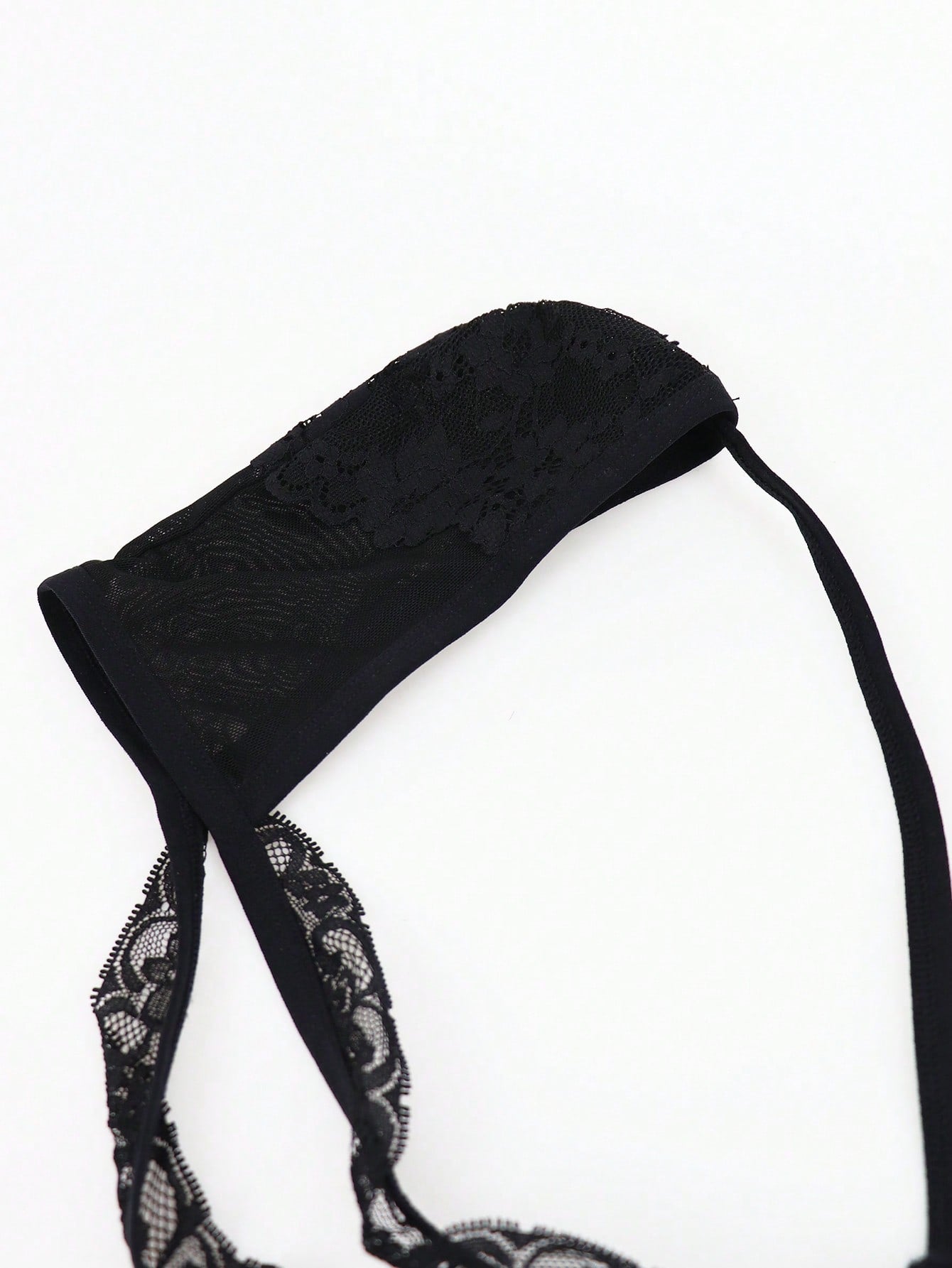 Men’s Black Mesh Short with Lace Trim, Mid-Waist Design, Lightweight Material