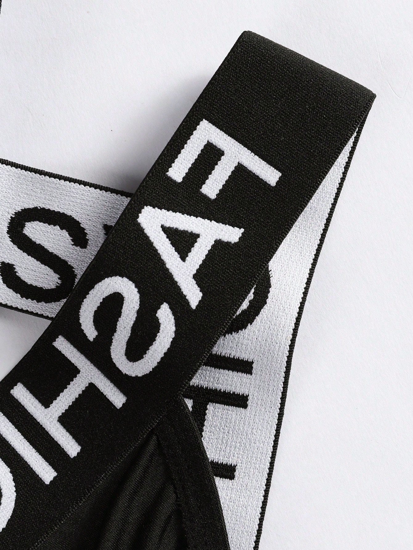 Men's Letter Knit Waistband Hollow Design Briefs