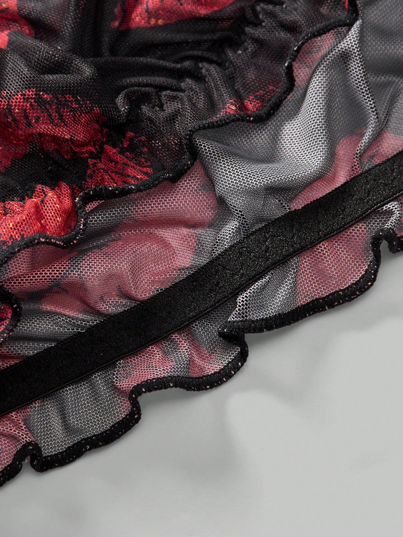 Lip Print Sheer Mesh Lingerie For Men