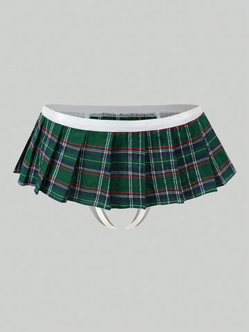 Plaid Christmas Booty Shorts Skirt Costume For Men