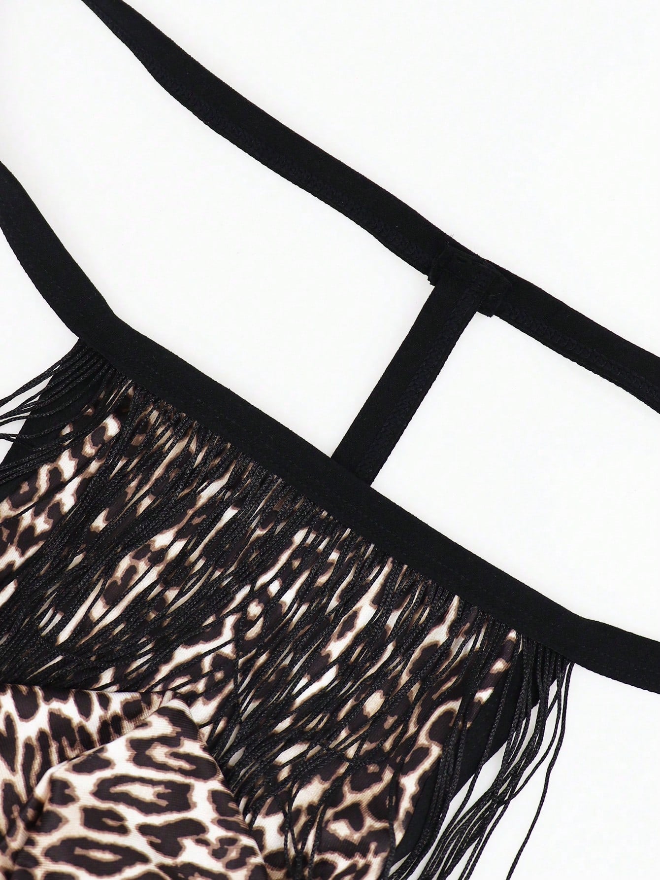 Men's Leopard Print Shadow Pattern Briefs With Tassel Detail