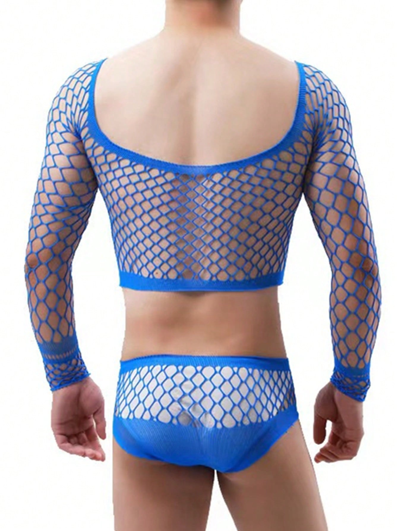 Knitted Elastic Mesh Sheer Lingerie Set For Men