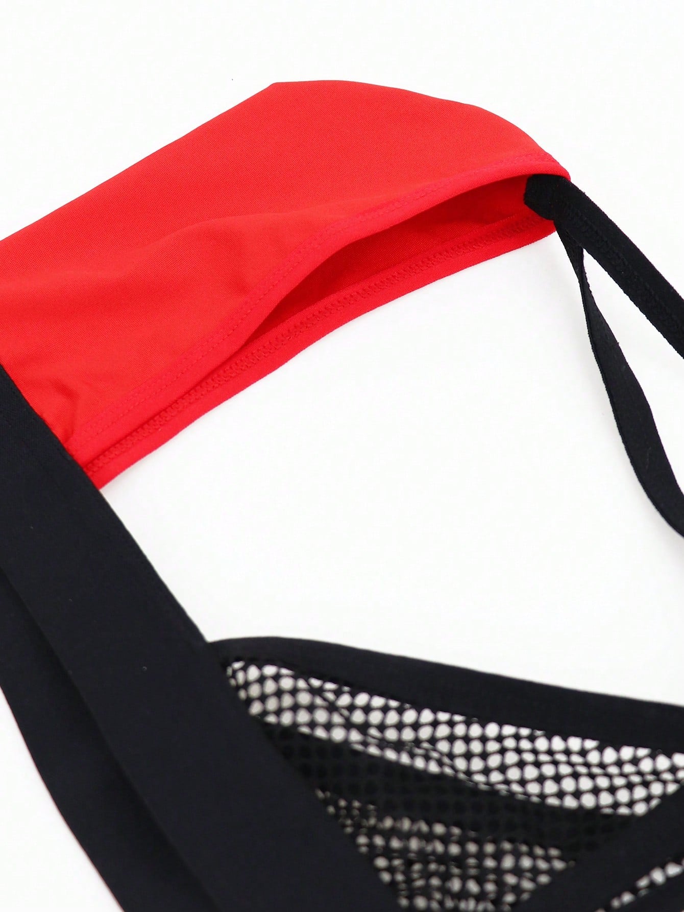 Men’s Red Fabric Short With Contrast Mesh Detail, Clean Structure, For General Wear