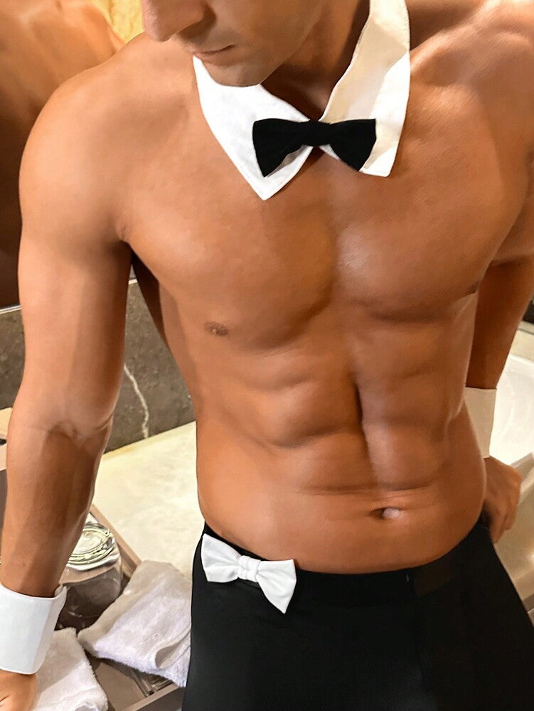 Men’s 3 Piece Costume Accessory Set with Bow, Collar, and Cuffs, Decorative Design, For General Occasions