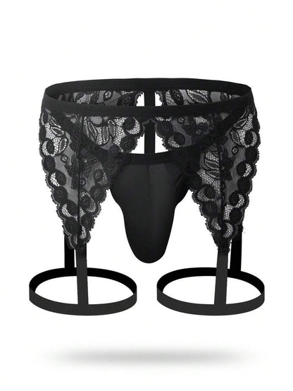 Men’s Lace Patchwork Hollow-Out Briefs – Perfect for Dates
