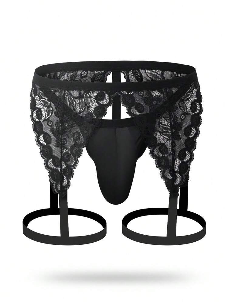 Men’s Lace Patchwork Hollow-Out Briefs – Perfect for Dates