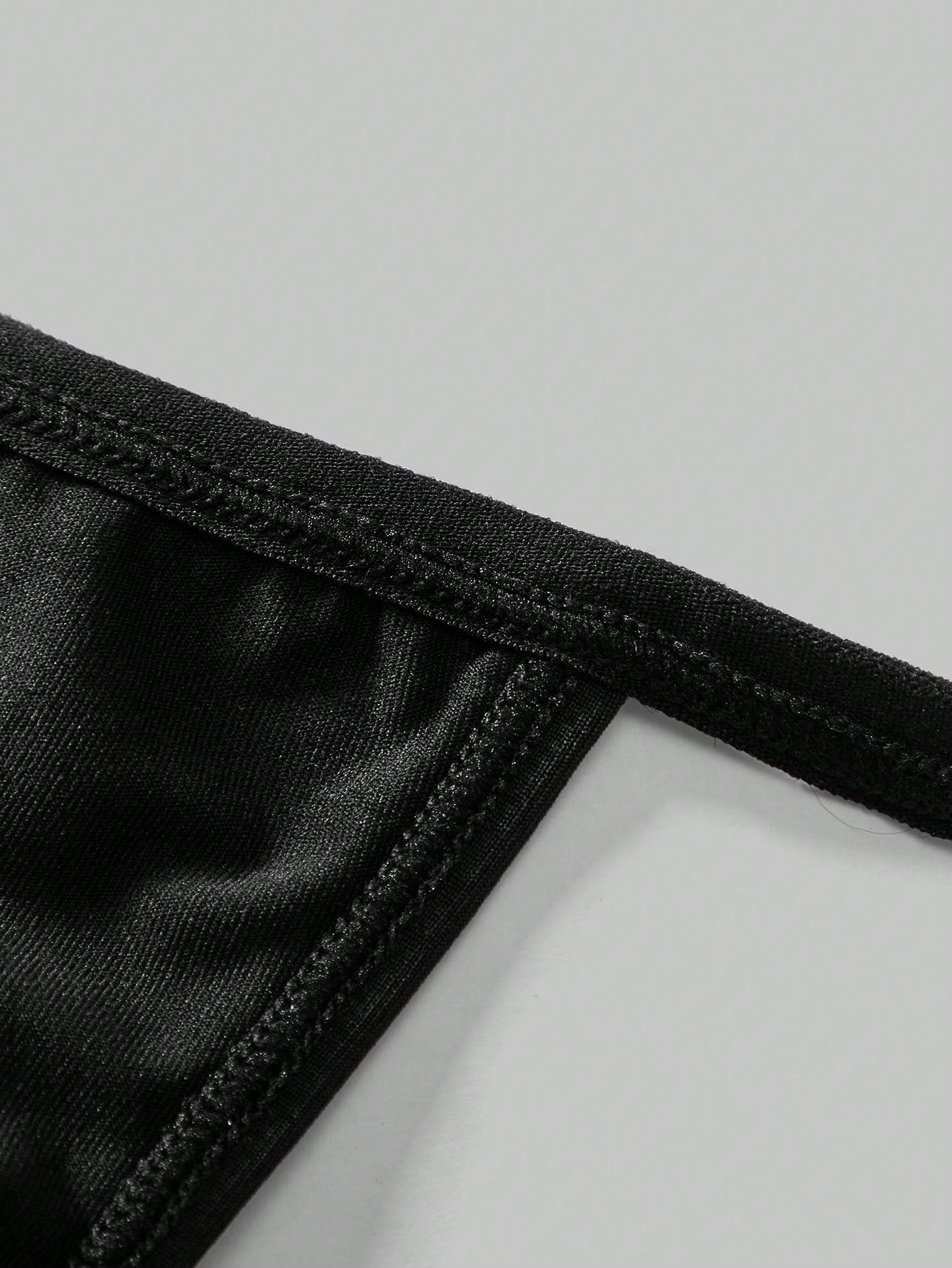 Men’s Solid Color Short with Thin Strap Detail, Lightweight Fabric, Simple Style