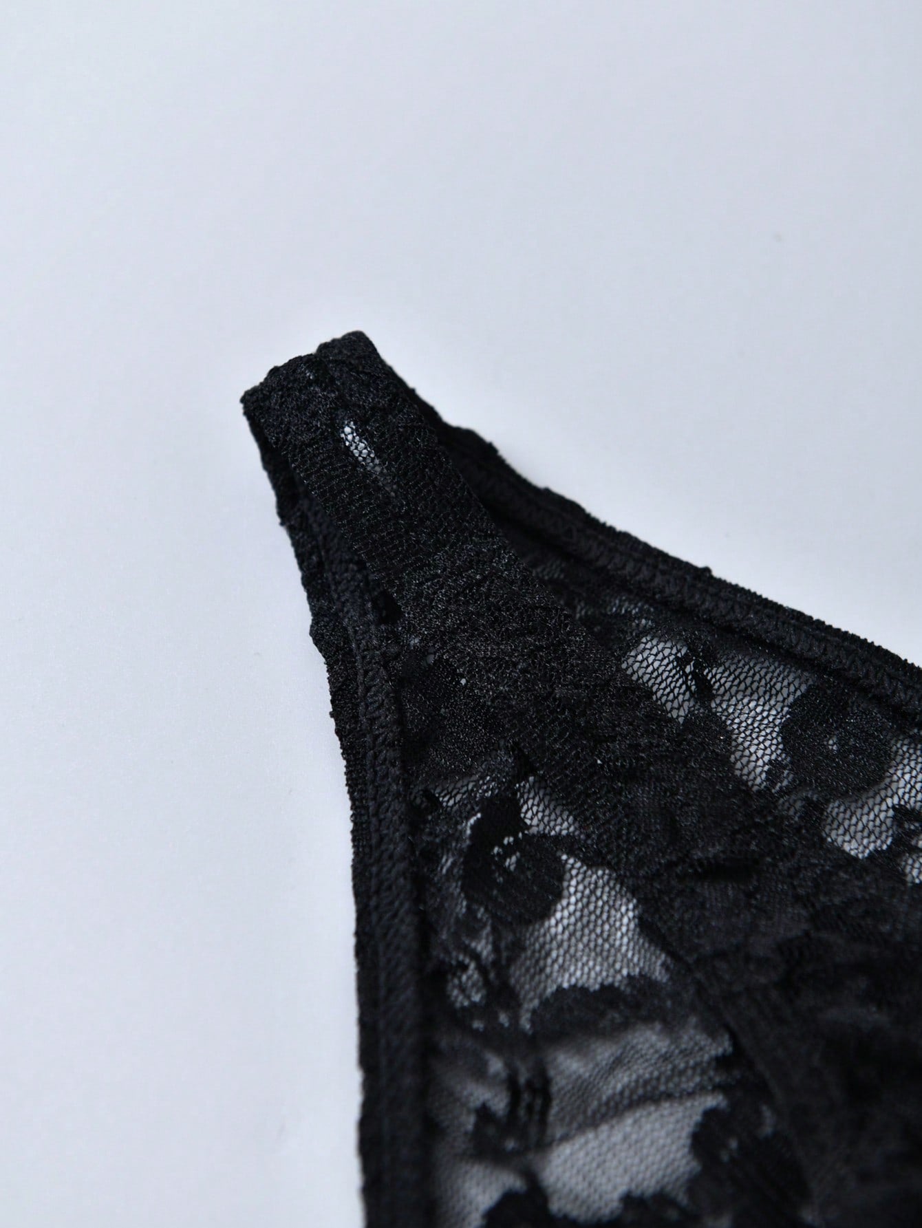 Men's Black Lace Mesh T Back Thong Underwear