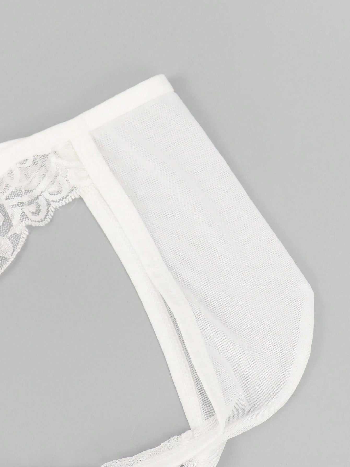 White Lace Hollow Mesh Mid Waist Underwear For Men