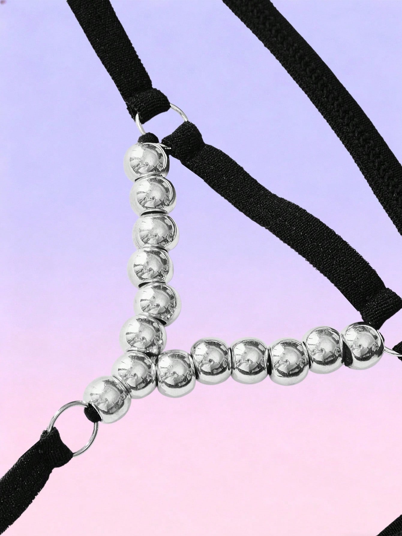 1pc Men’s Black Woven Fabric Short With Metal Bead Accent, Clean Structure, For Daily Wear