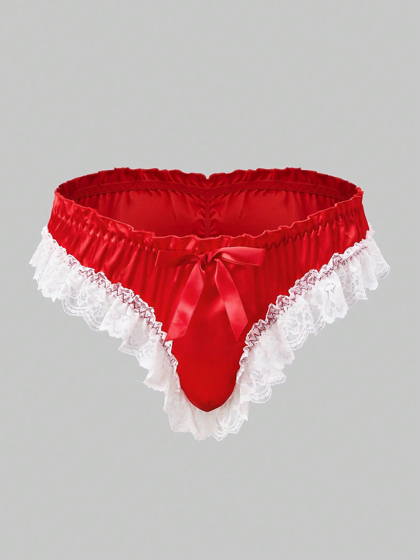 Men’s Satin-Style Short With Bow Accent, Smooth Texture, Solid Color, For Daily Styling