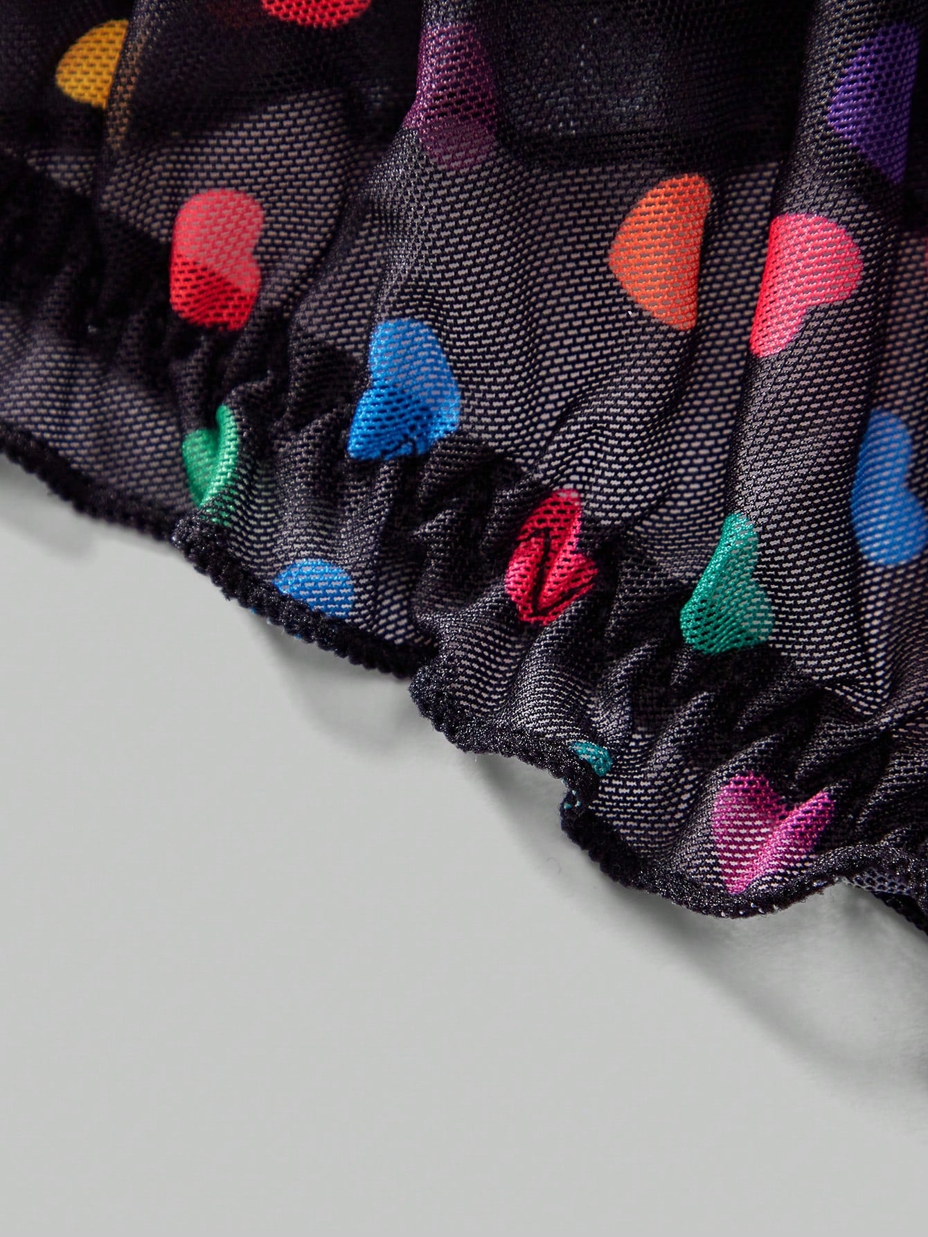 Men’s Ruffled Heart Mesh Short, Lightweight Fabric, Decorative Pattern Design