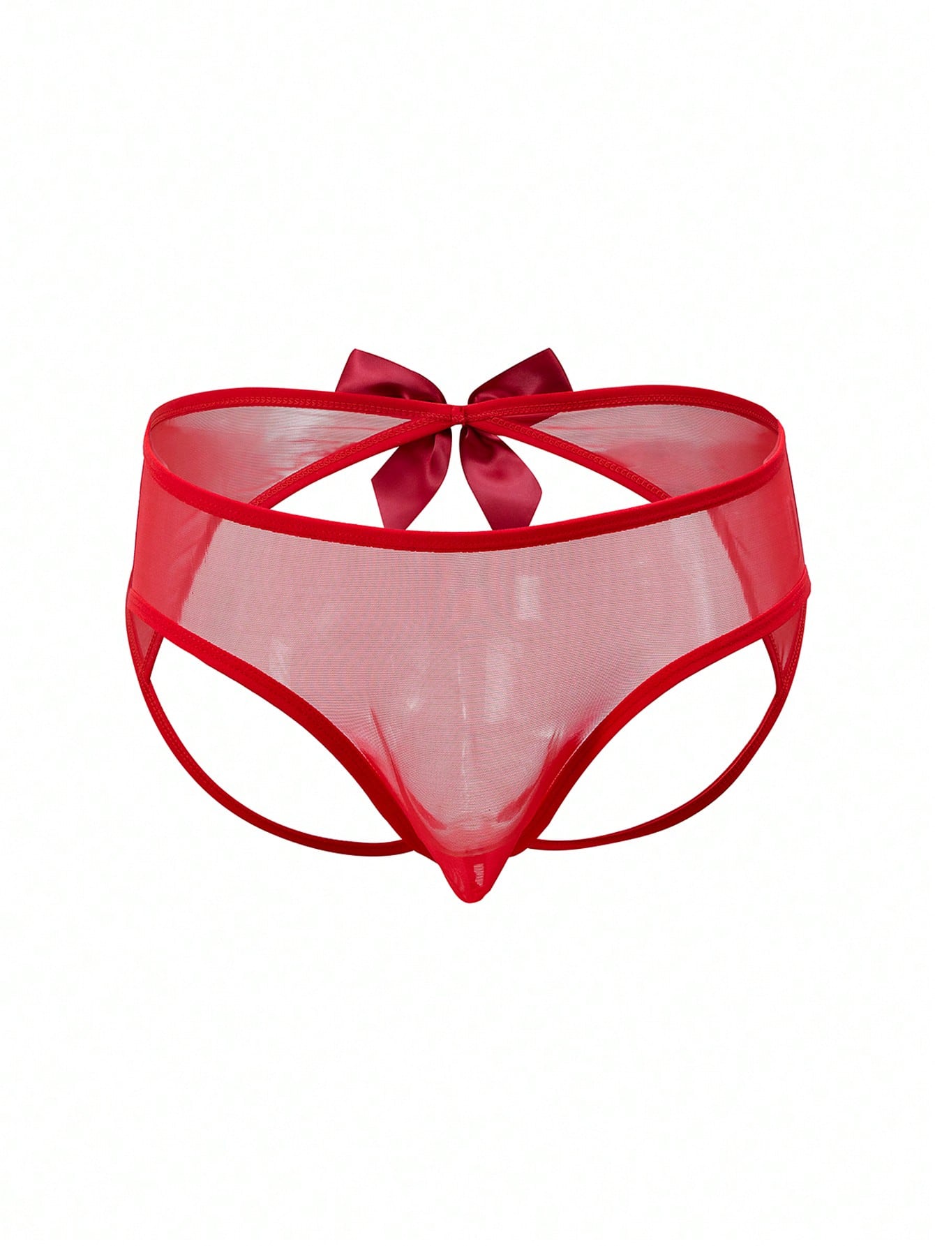 Bow Mesh Thong Underwear For Men