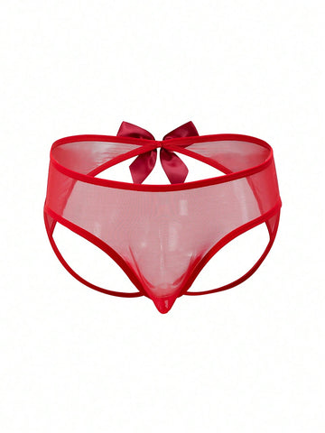 Bow Mesh Thong Underwear For Men