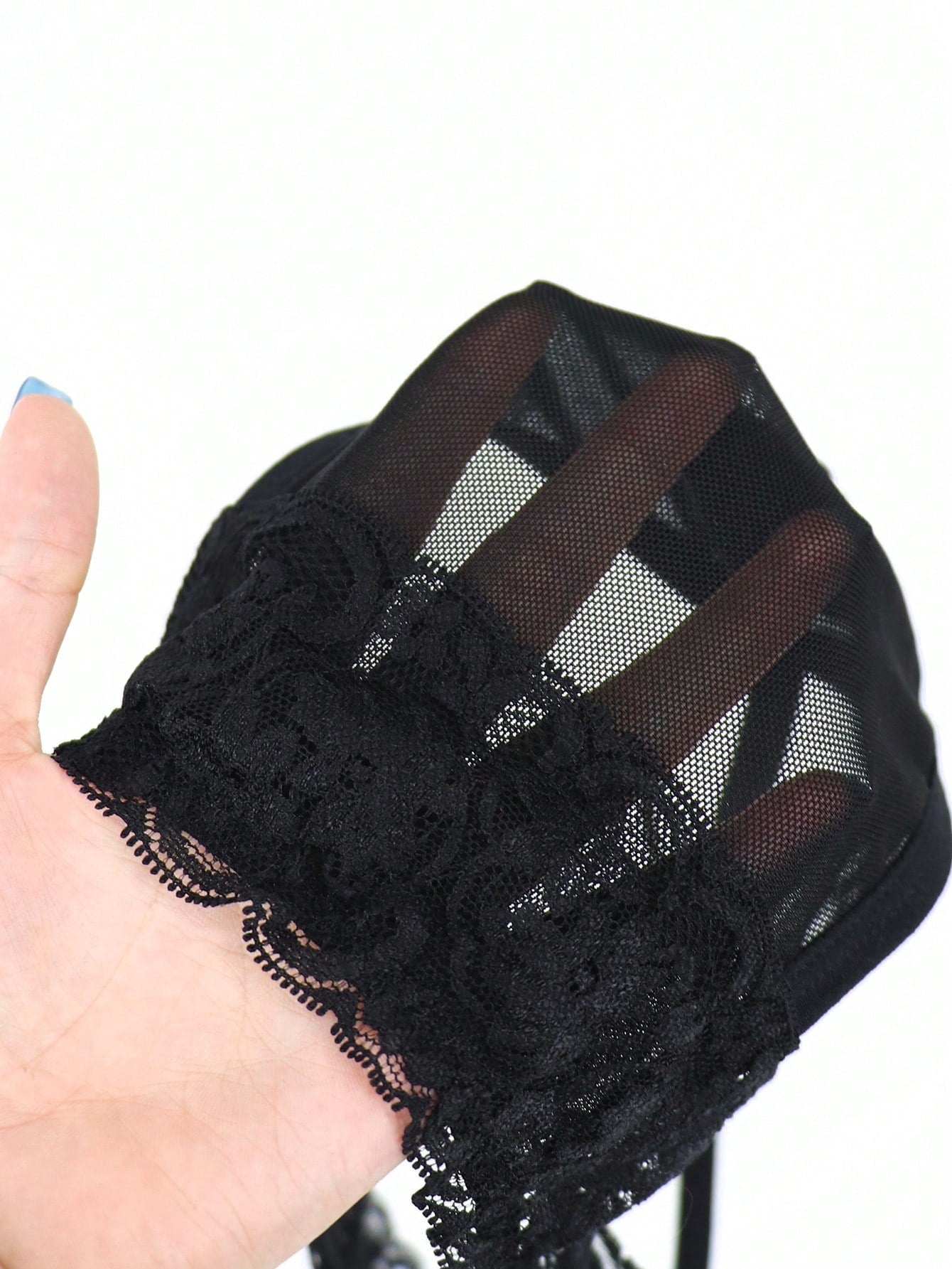 Men’s Black Mesh Short with Lace Waist Detail, Lightweight Fabric, Easy to Wear