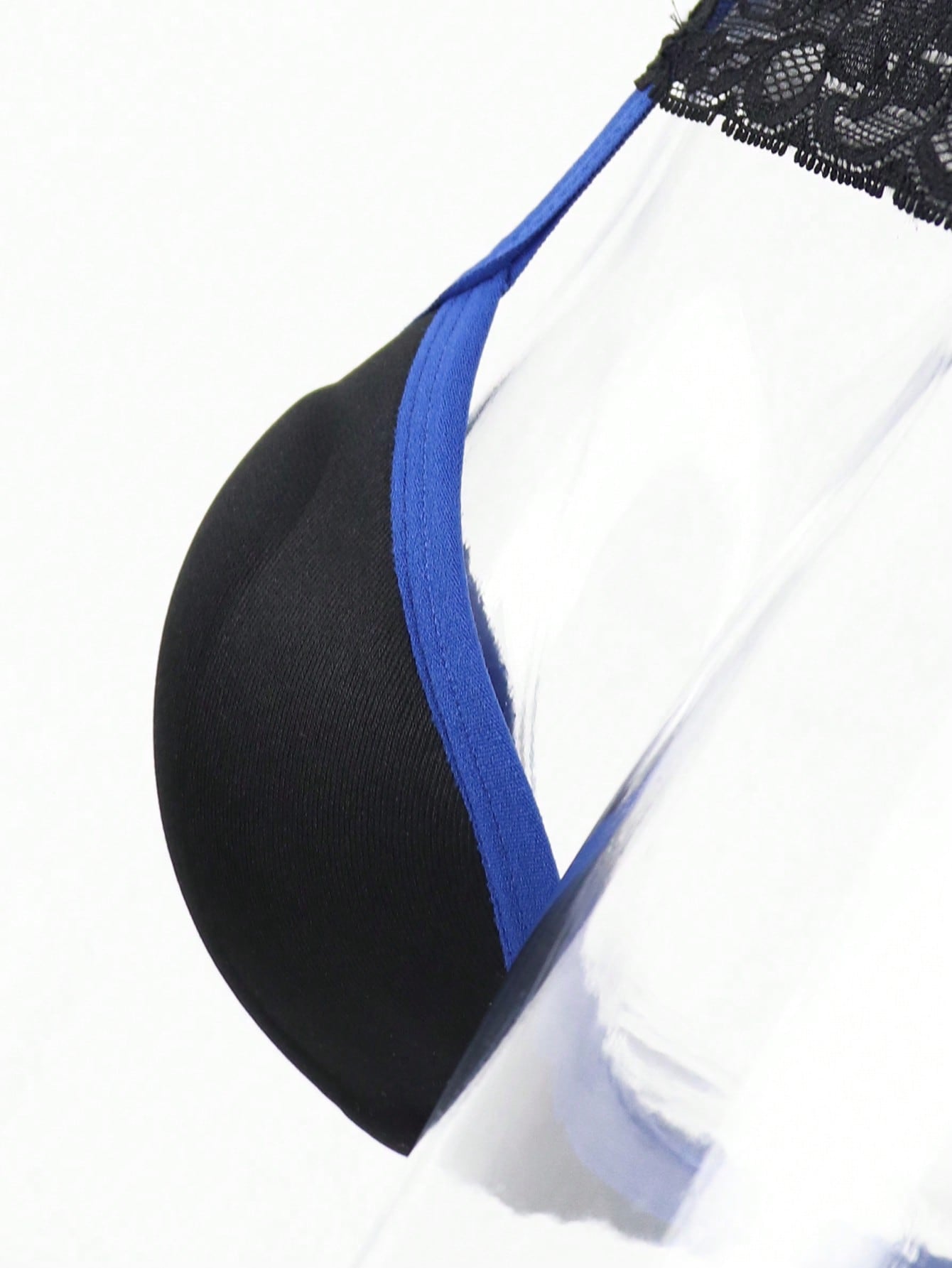Black Cup Lace Trim Sexy Underwear For Men
