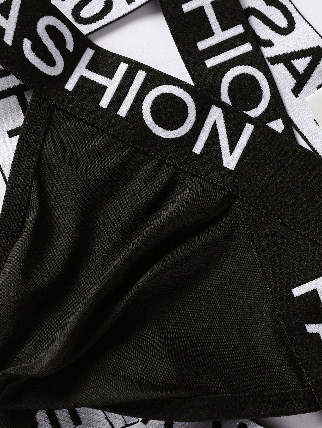 Men's Letter Knit Waistband Hollow Design Briefs