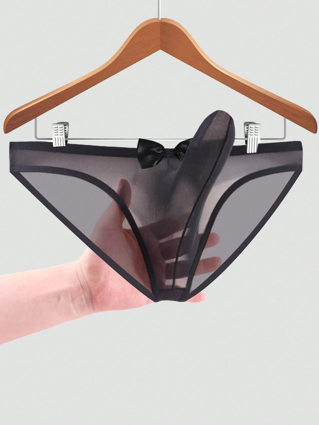 Solid Color Semi Transparent Mesh Triangle Briefs For Men