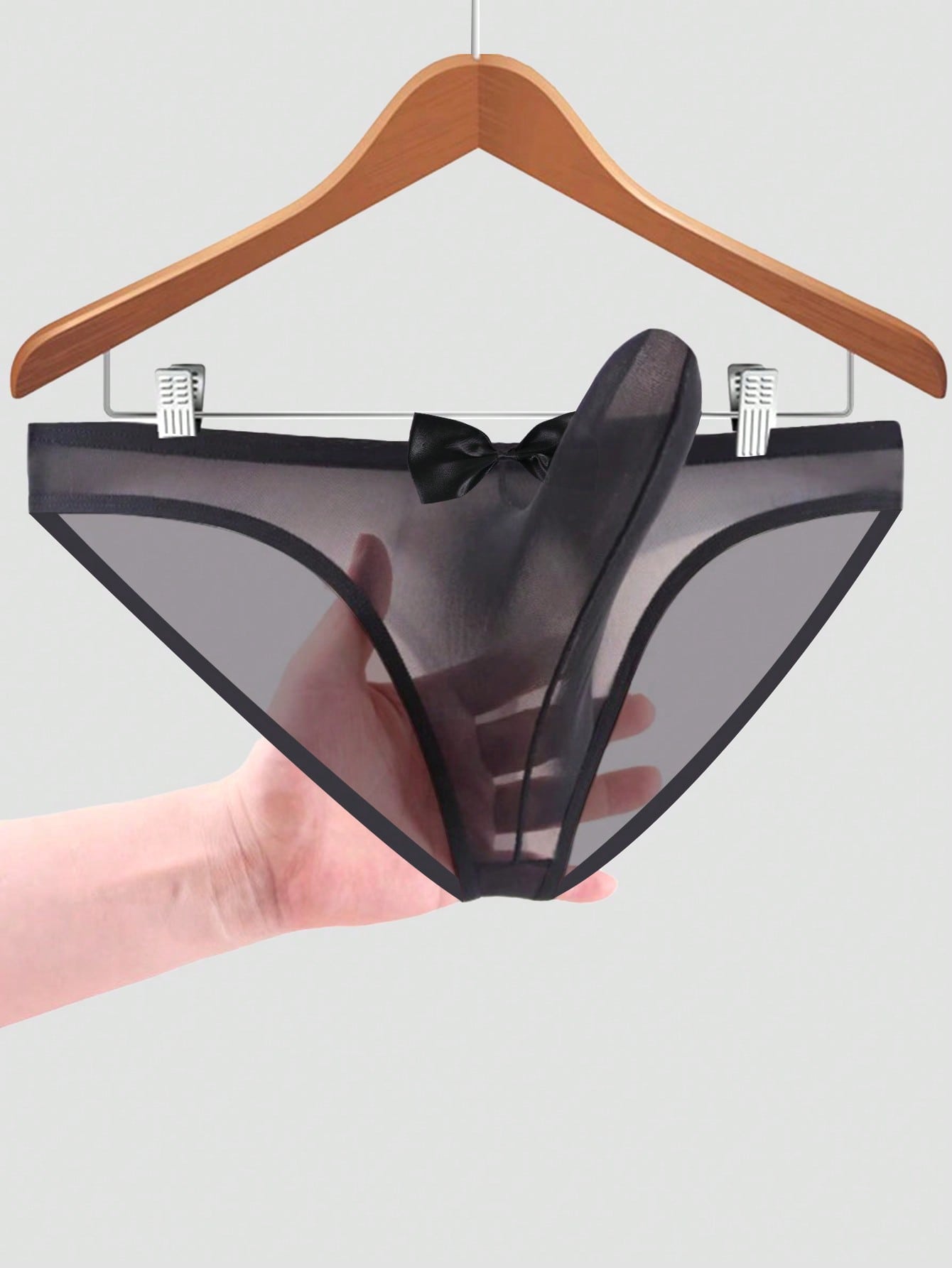 Solid Color Semi Transparent Mesh Triangle Briefs For Men