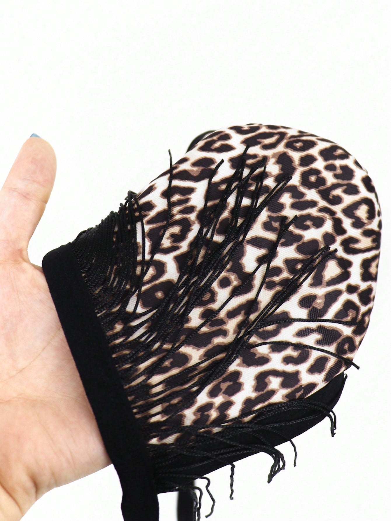 Men's Leopard Print Shadow Pattern Briefs With Tassel Detail