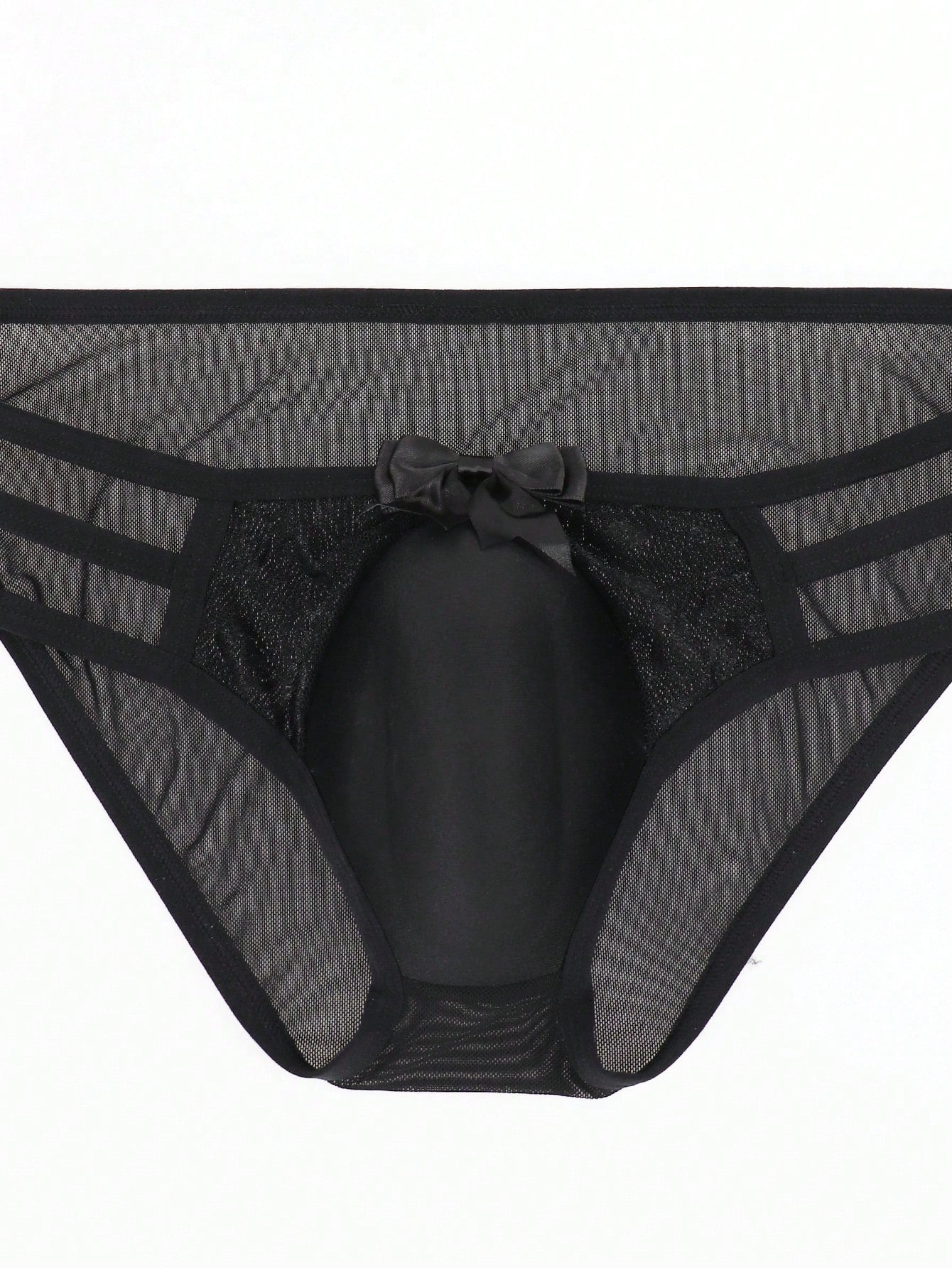 Men's Black Mesh Lace Waist Briefs
