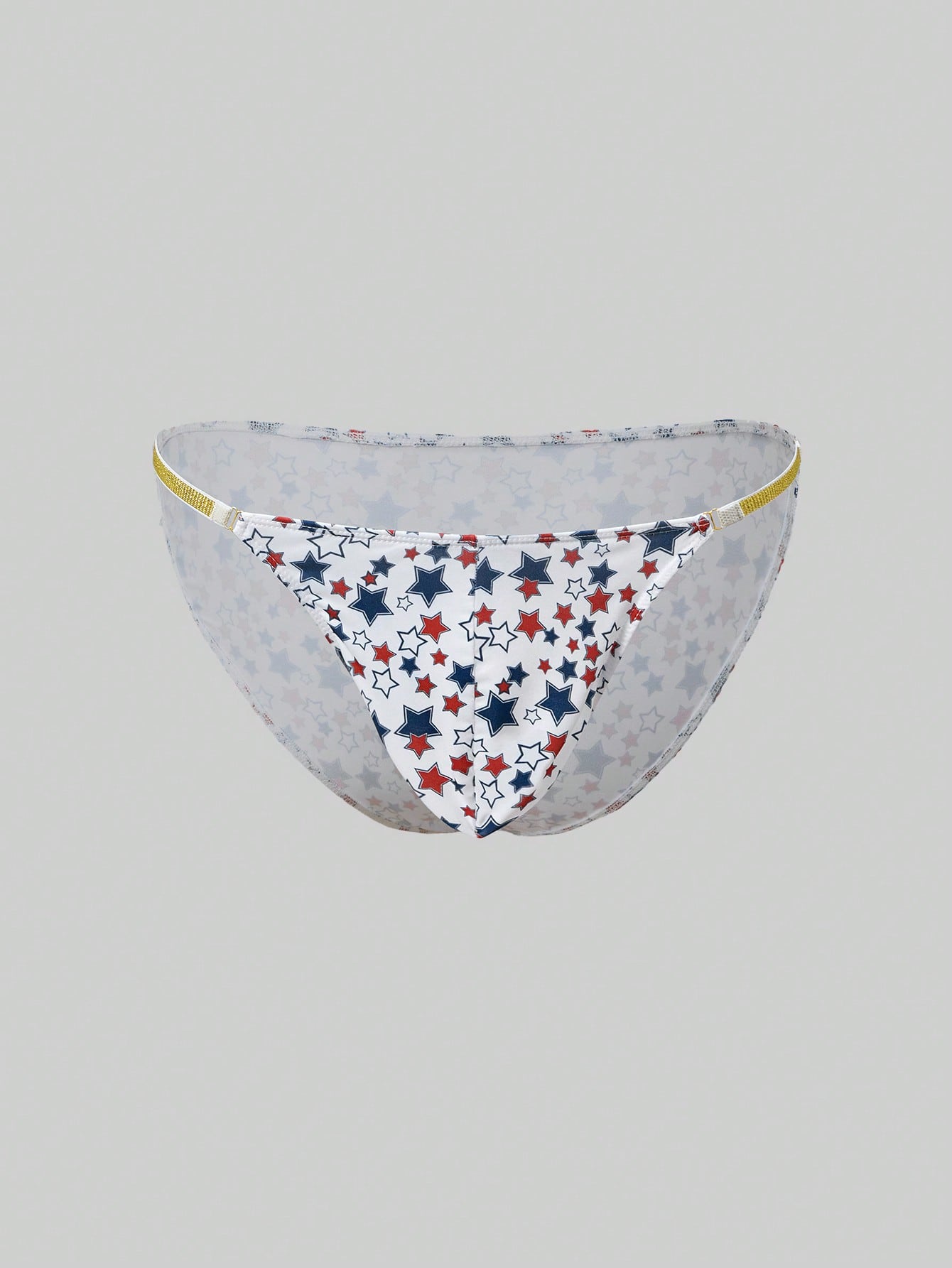 Men’s Star Print Short With Metallic-Style Trim, Clean Design, For Casual Wear