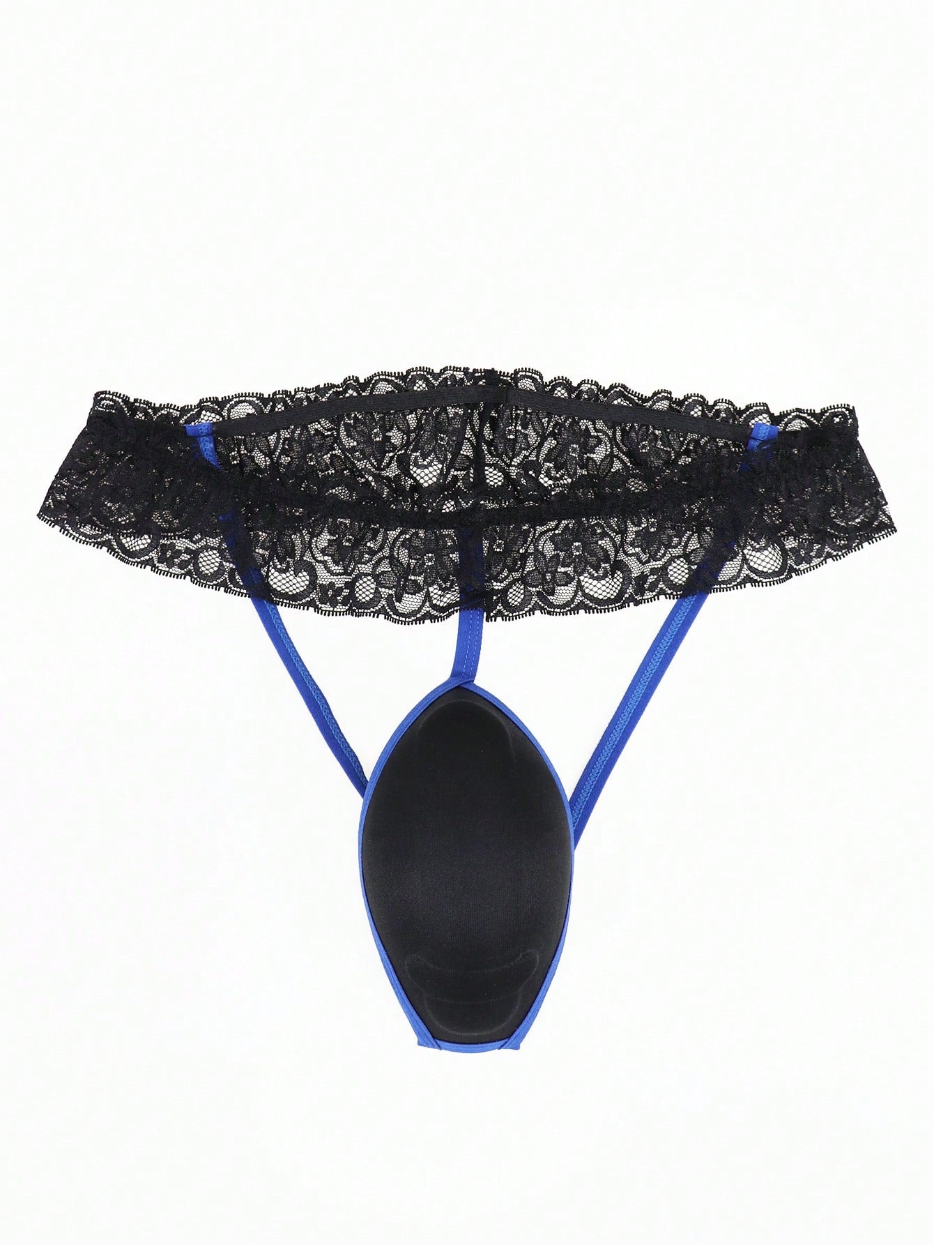 Black Cup Lace Trim Sexy Underwear For Men