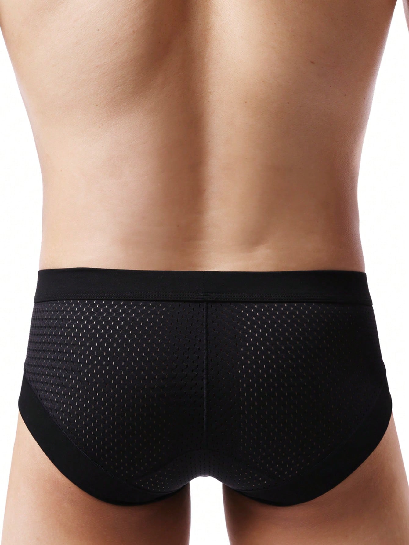 Patchwork U Convex Mesh Thong Underwear For Men