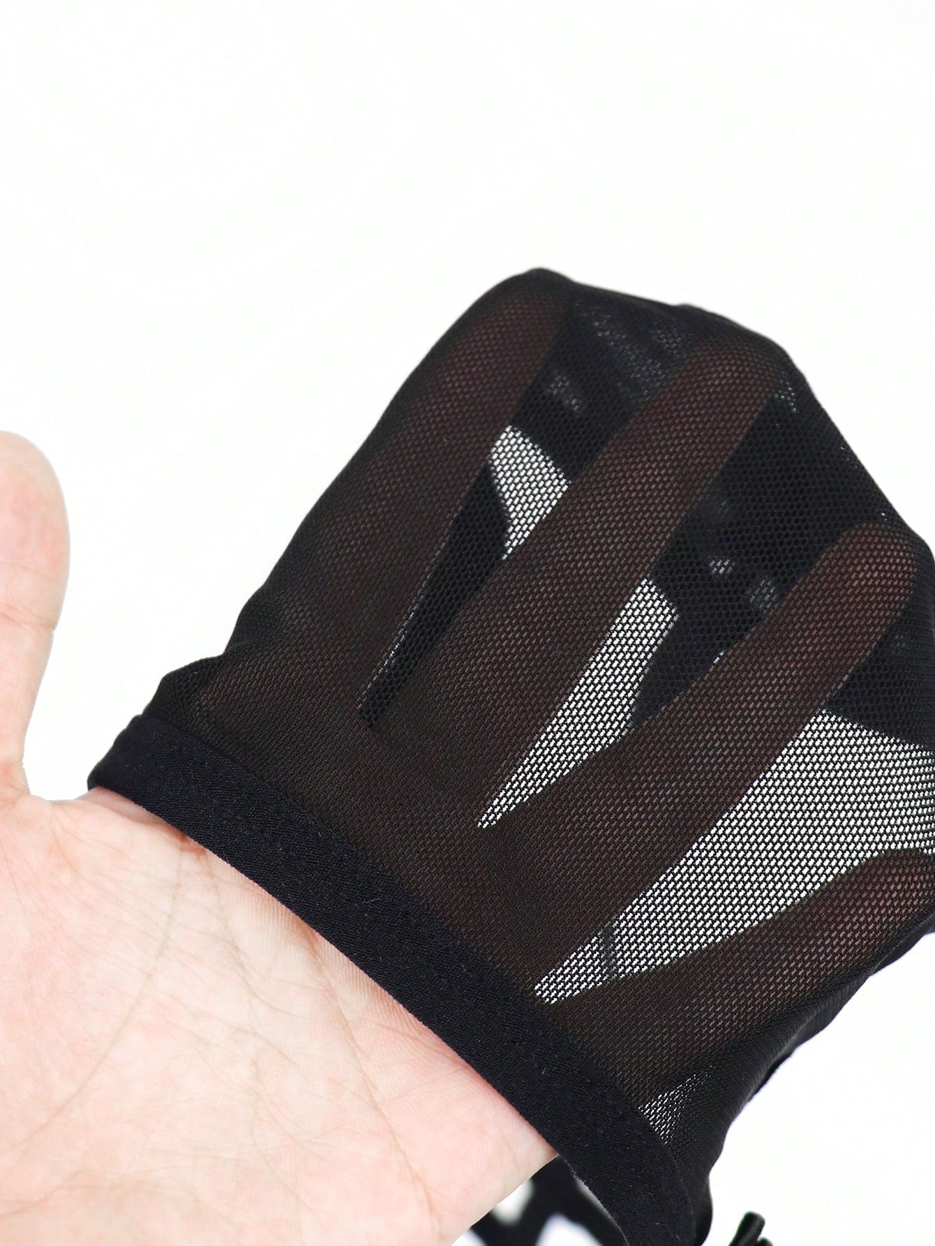 1pc Men’s Black Mesh Fabric Short With Bow Detail, Pattern Design, For Everyday Use