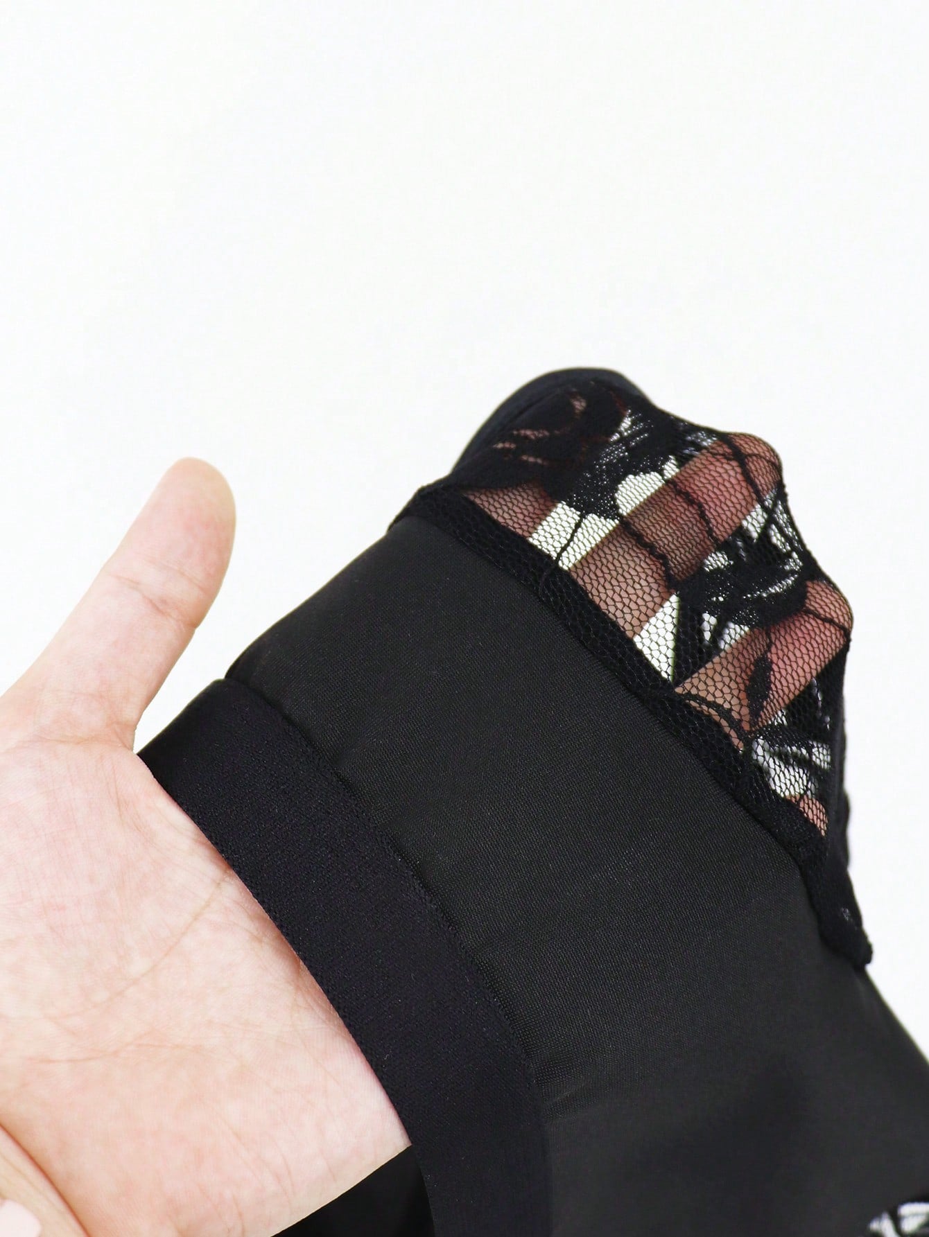 Men’s Black Short with Rose Lace Patchwork, Lightweight Material, Clean Style