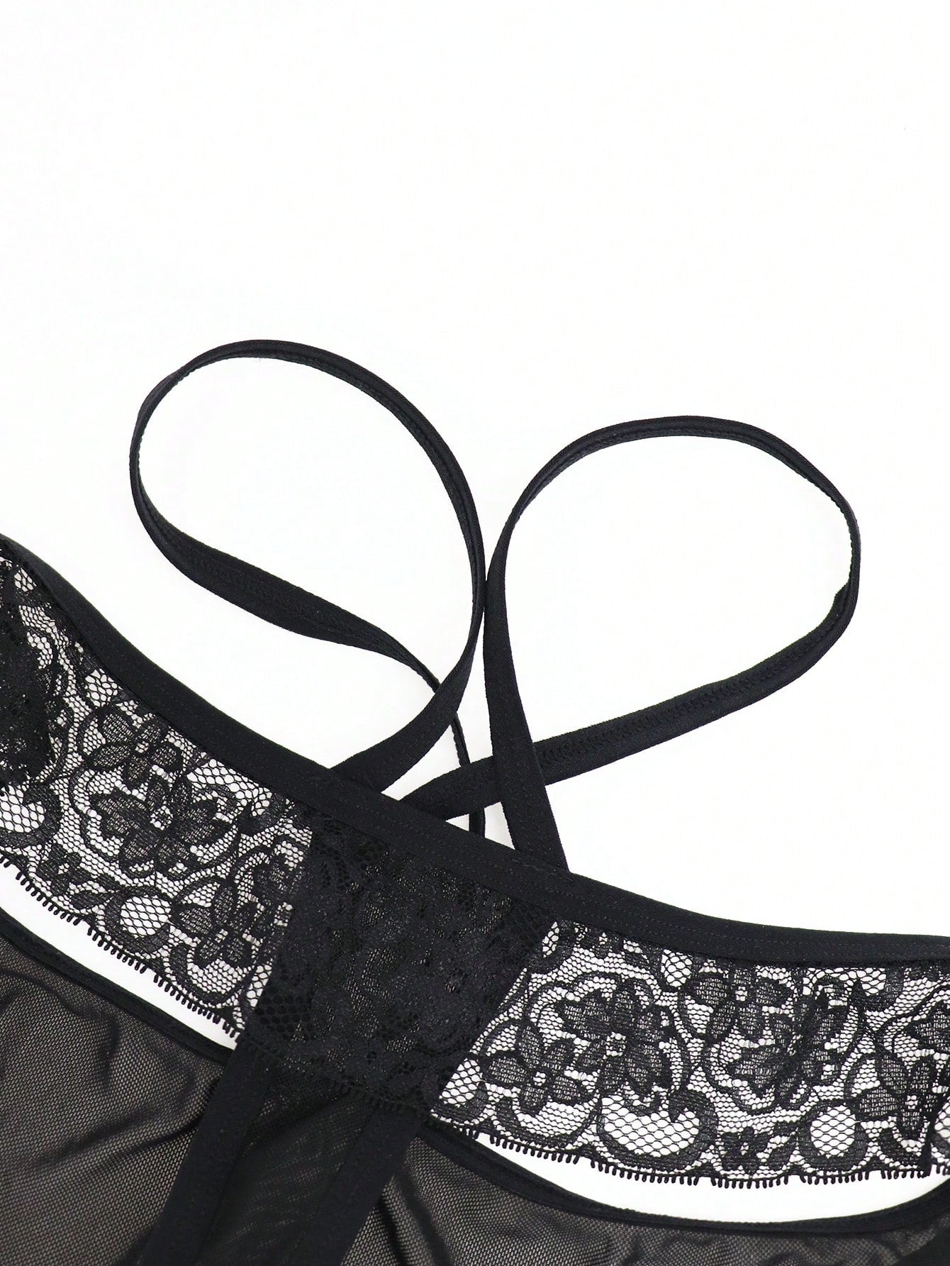 Men’s Black Mesh Short with Lace Waist Trim, Lightweight Fabric, Simple Design