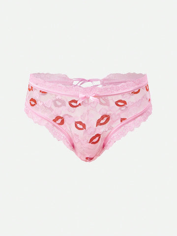 Men’s Printed Pattern Short With Lip Motif Detail For Daily Wear