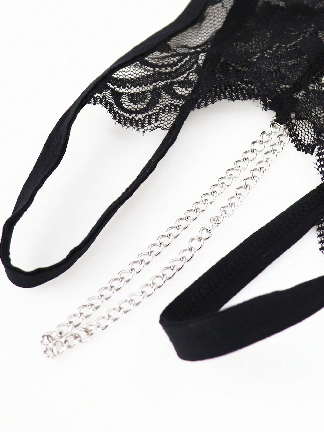 Fashionable Black Lace Charm Chain Waist Underwear For Men